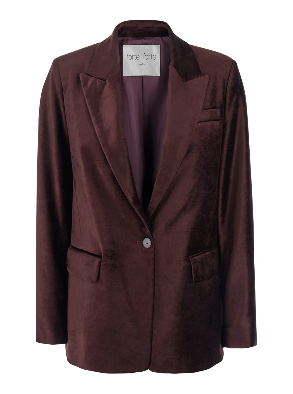 Forte_Forte Brown Single-breasted Jacket With Peak Revers In Cotton Blend Woman