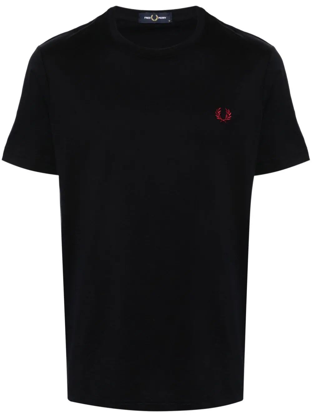 Shop Fred Perry Fp Crew Neck T-shirt In Navy Burnt Red