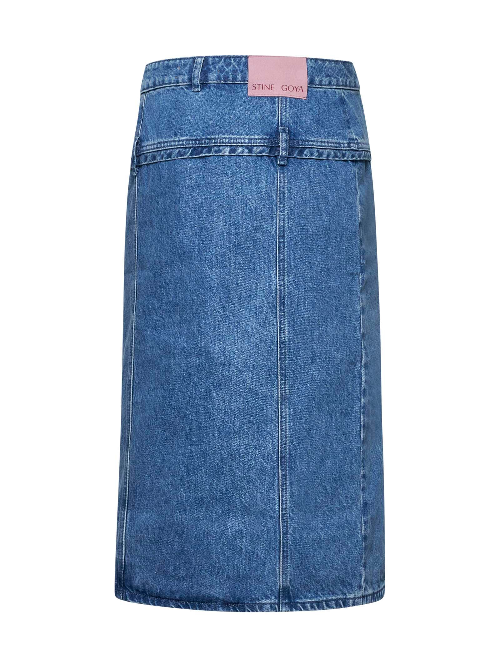 Shop Stine Goya Skirt In Denim Blue