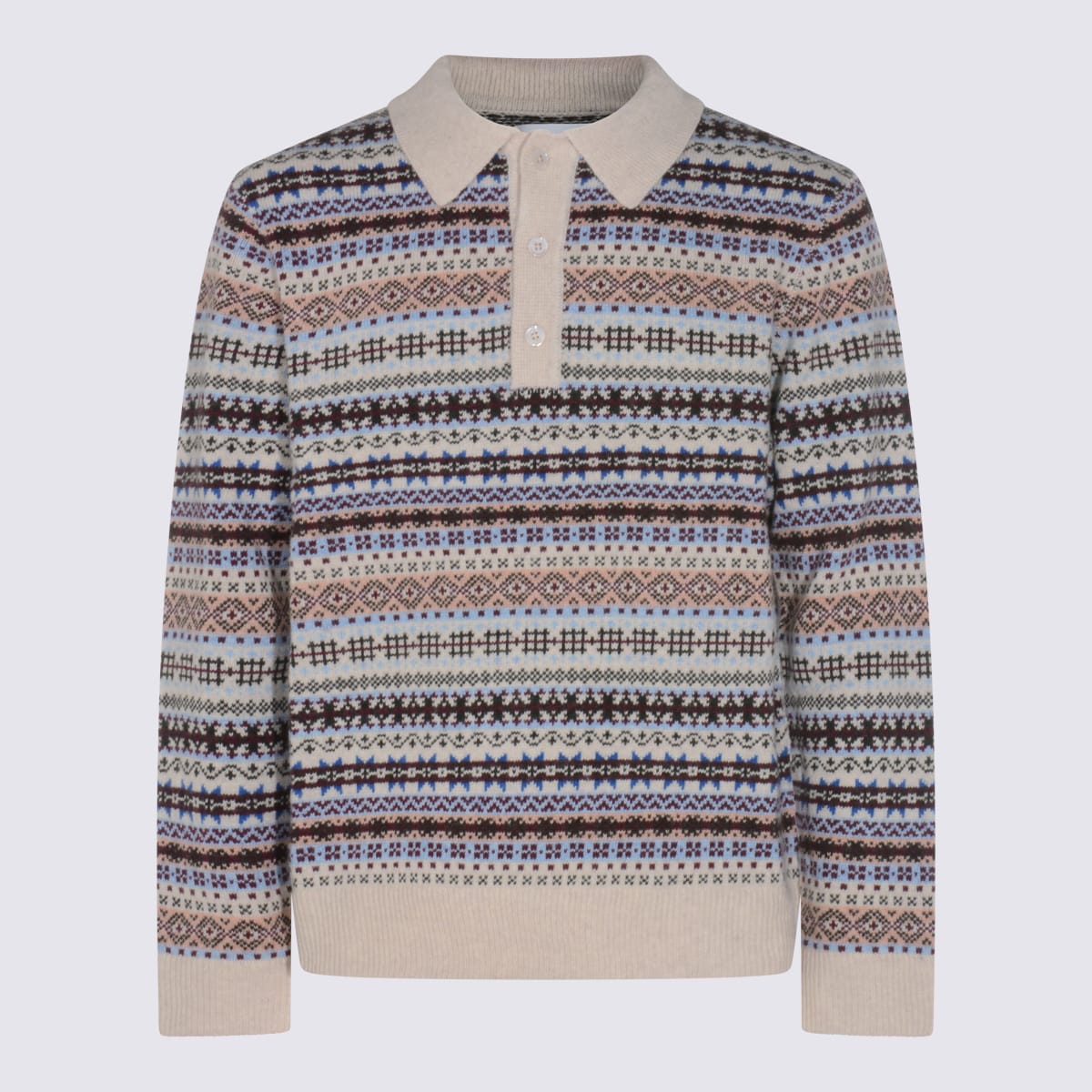 Nn07 Robbie Fair Isle Wool-blend Polo Sweater In Multi