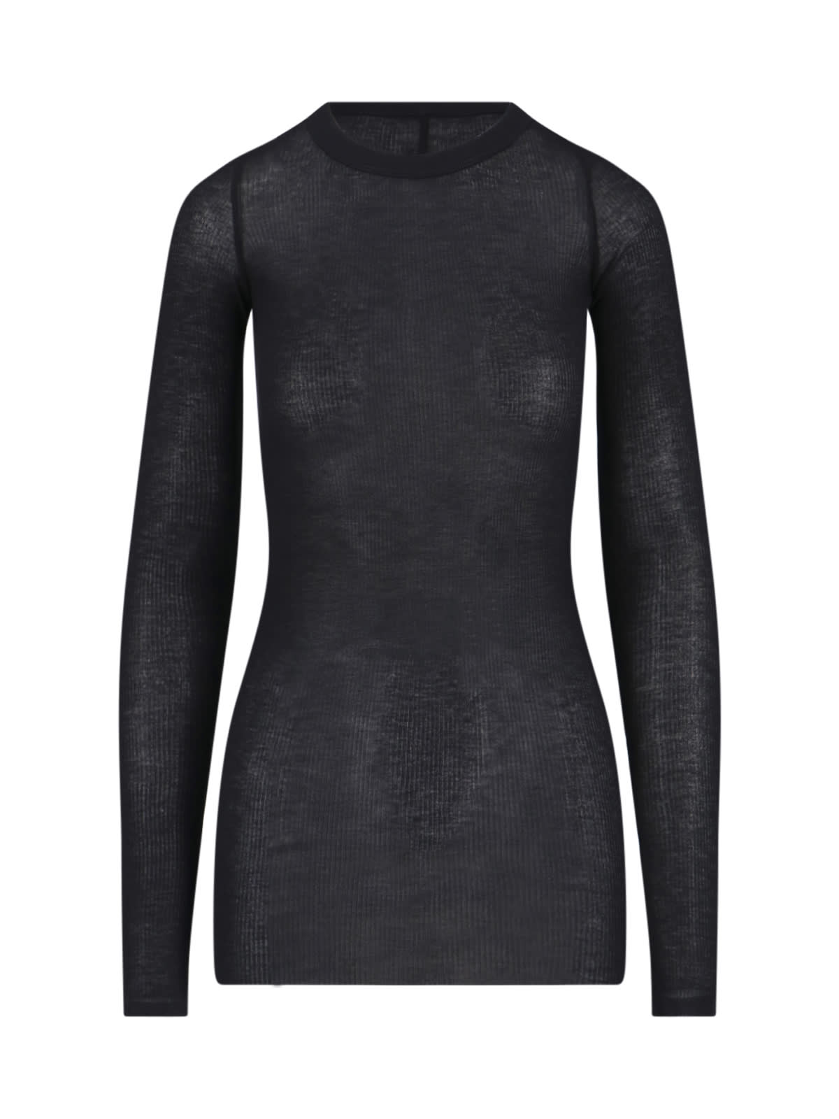 Rick Owens Ribbed-knit Long-sleeved T-shirt In Black