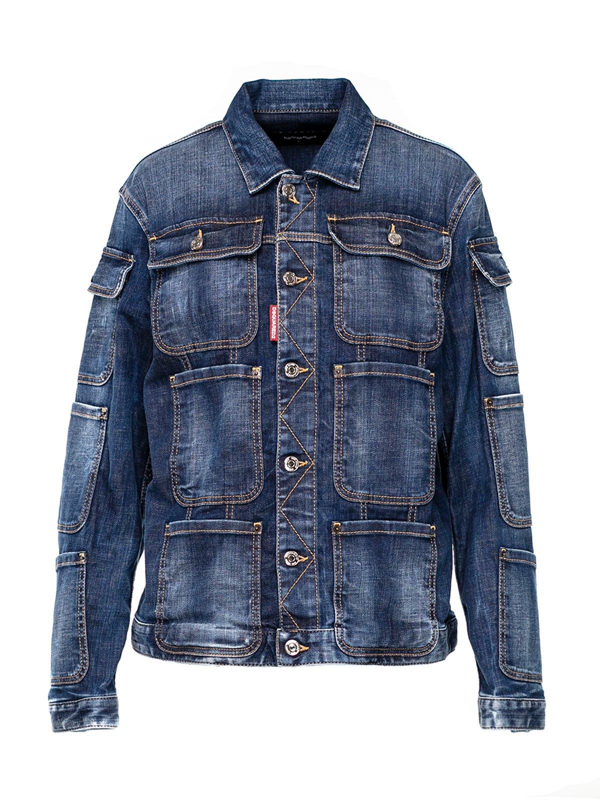 Shop Dsquared2 Pocket-detailed Buttoned Denim Jacket In Blue