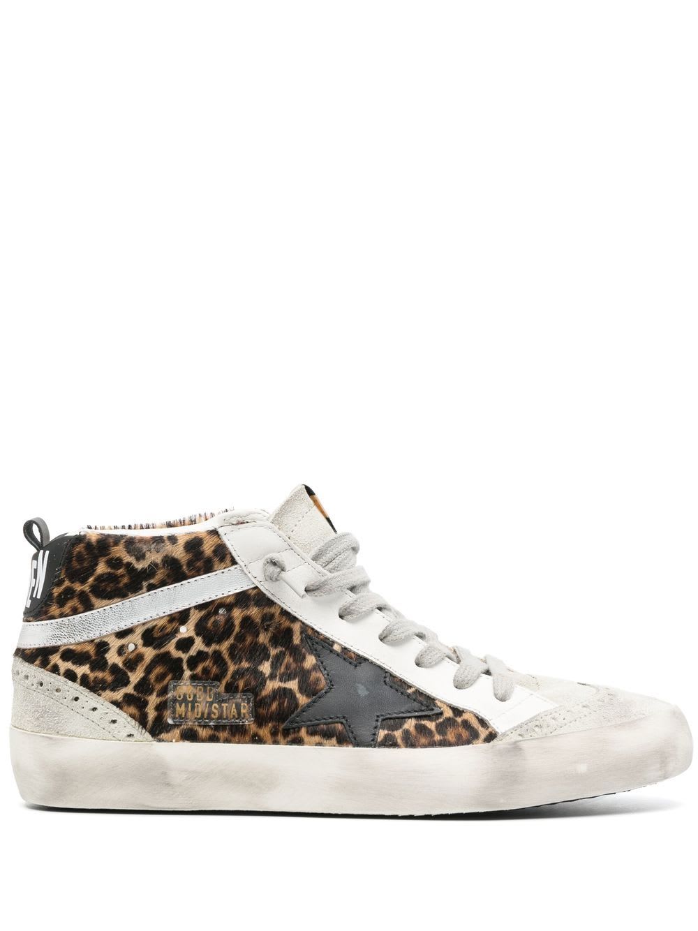 Golden Goose Mid Star Leather Sneakers In Animal Print