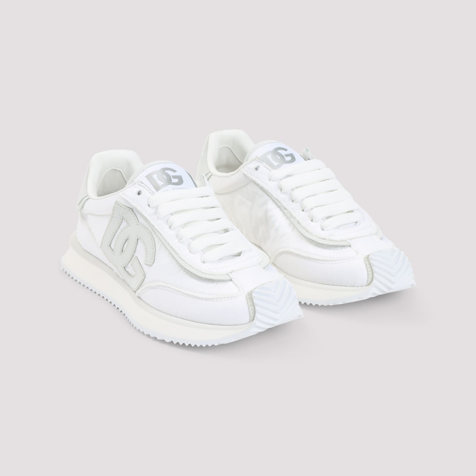 Dolce & Gabbana Low-profile Sneakers With Textured Logo Detail In White