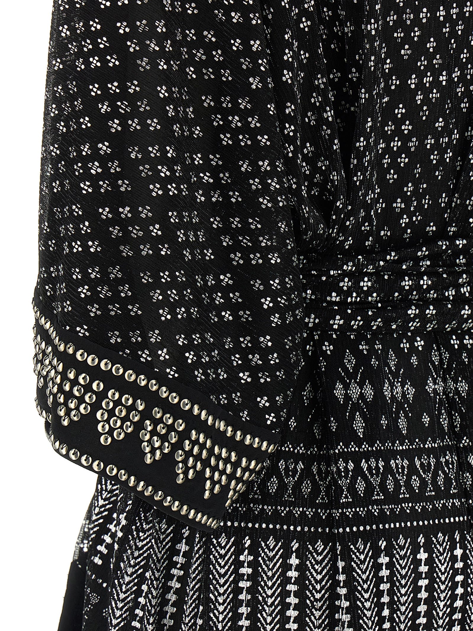 Isabel Marant Dress 'nawel' V-neckline Belted Waist In Multicolor