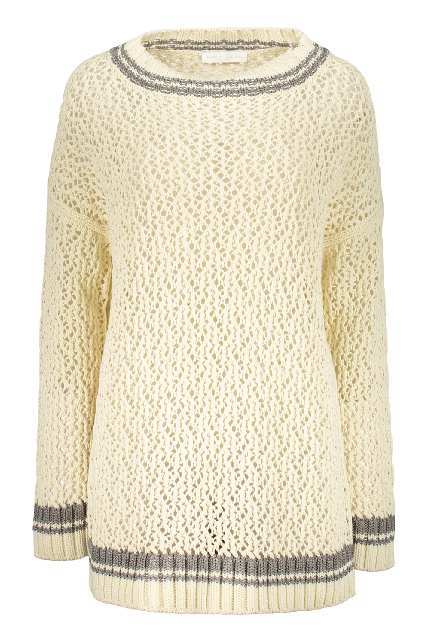 Fabiana Filippi Long Sleeve Sweater In Ivory