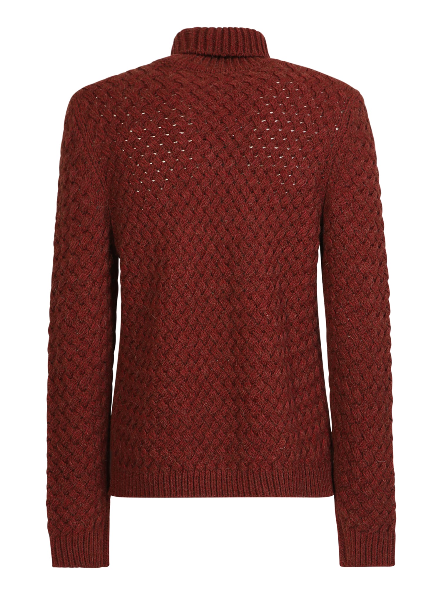 Shop Lardini Woven Knit Pullover Bordeaux