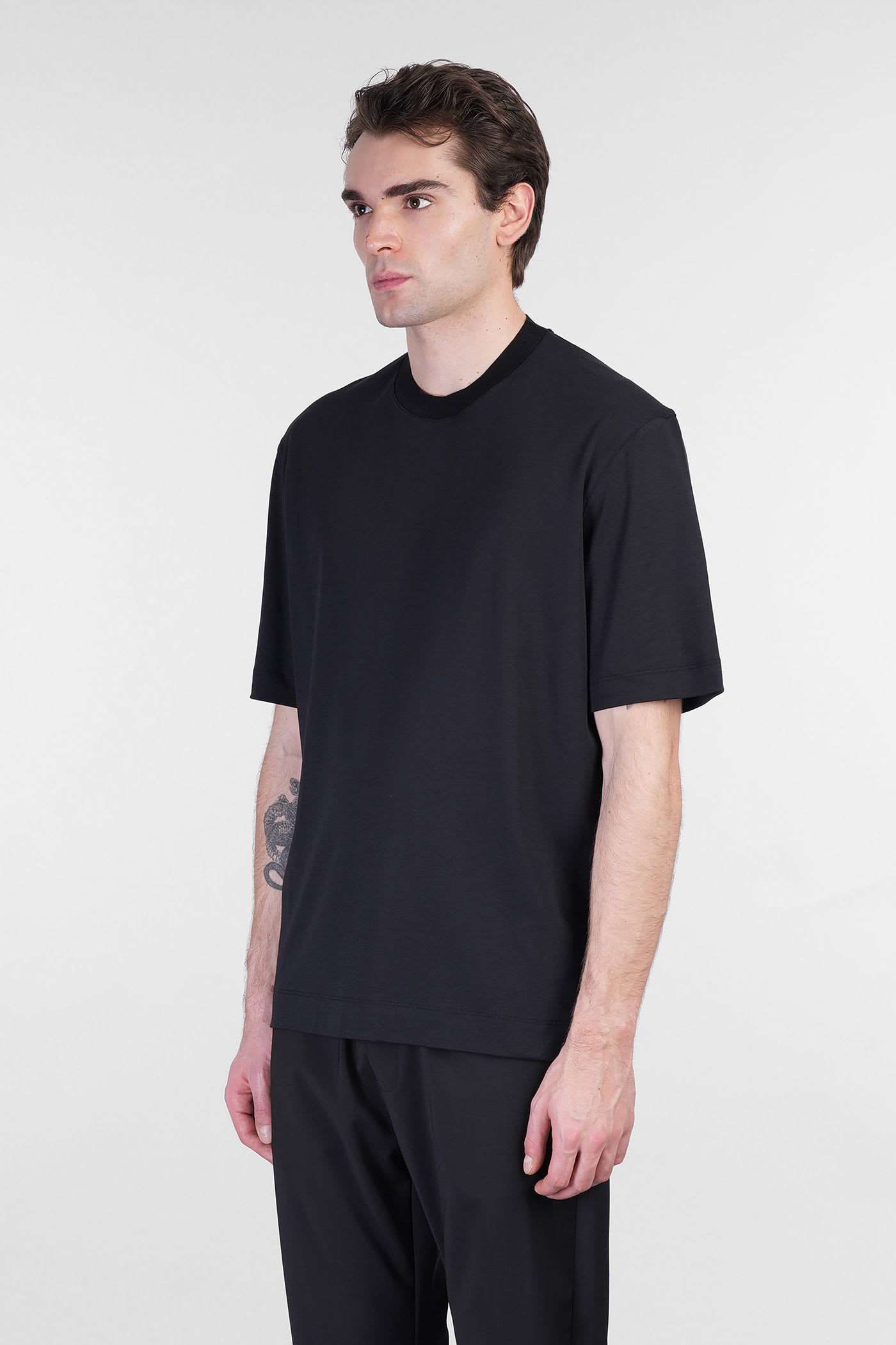Shop Zegna T-shirt In Black Cotton