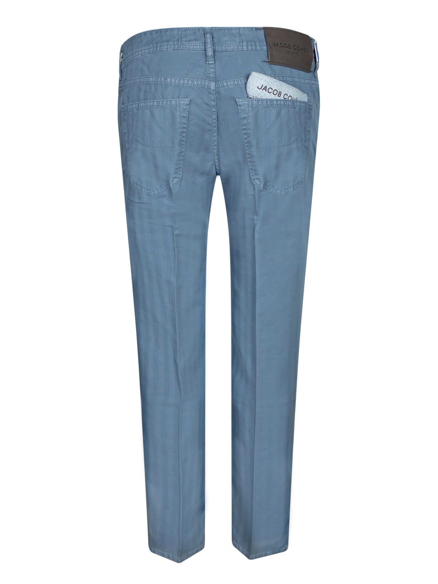 Jacob Cohen Avio Blue Cotton Chamb Pants In Blue