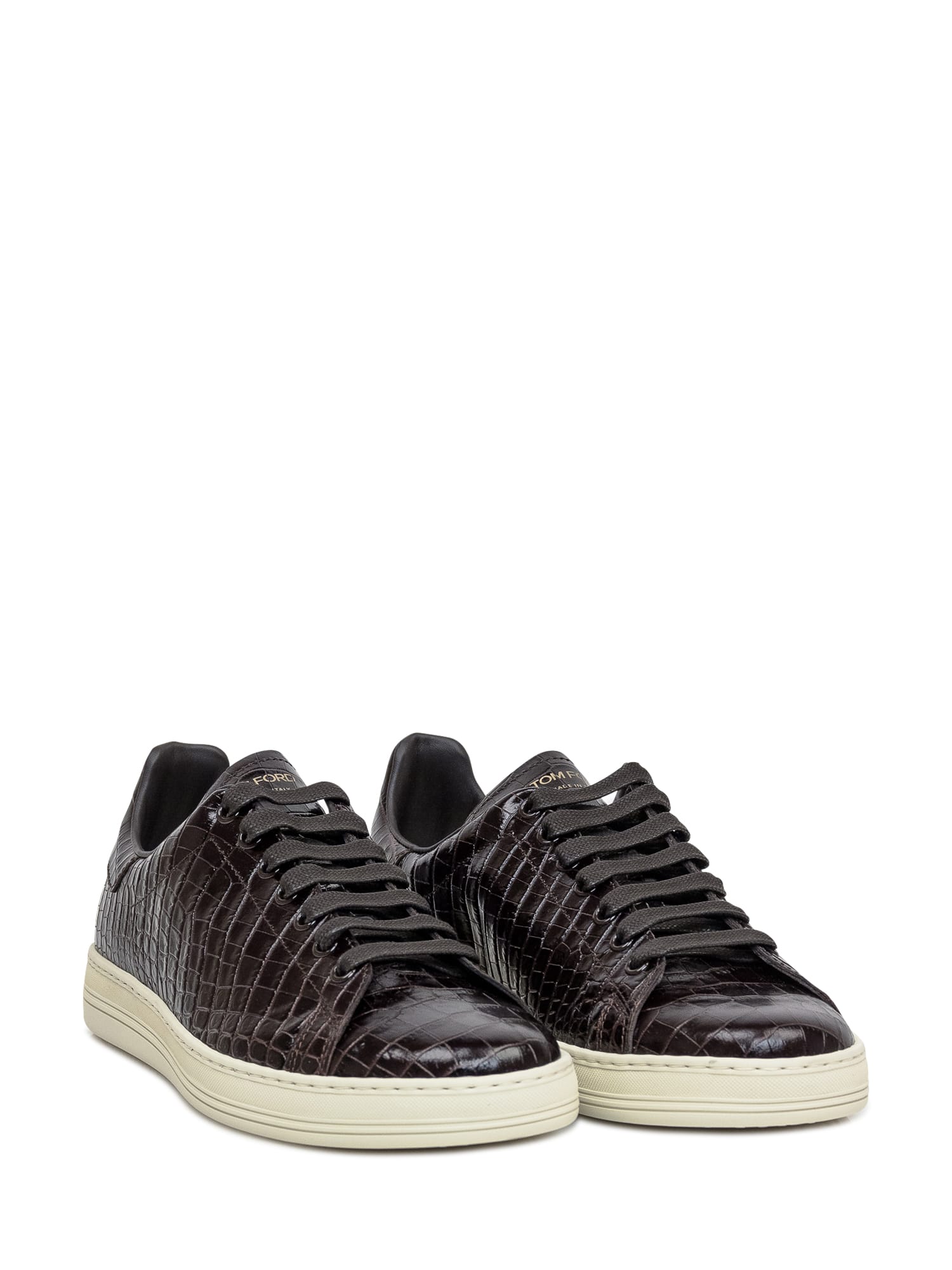 Shop Tom Ford Warwick Sneaker In Ebony Brown-cream