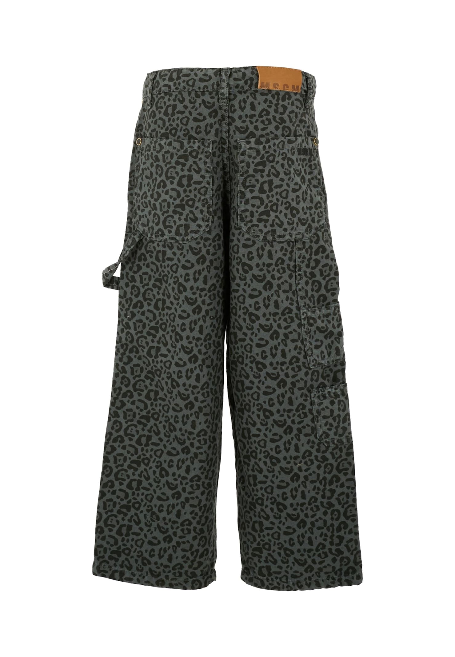 Msgm Leopard-print Trousers In Gray