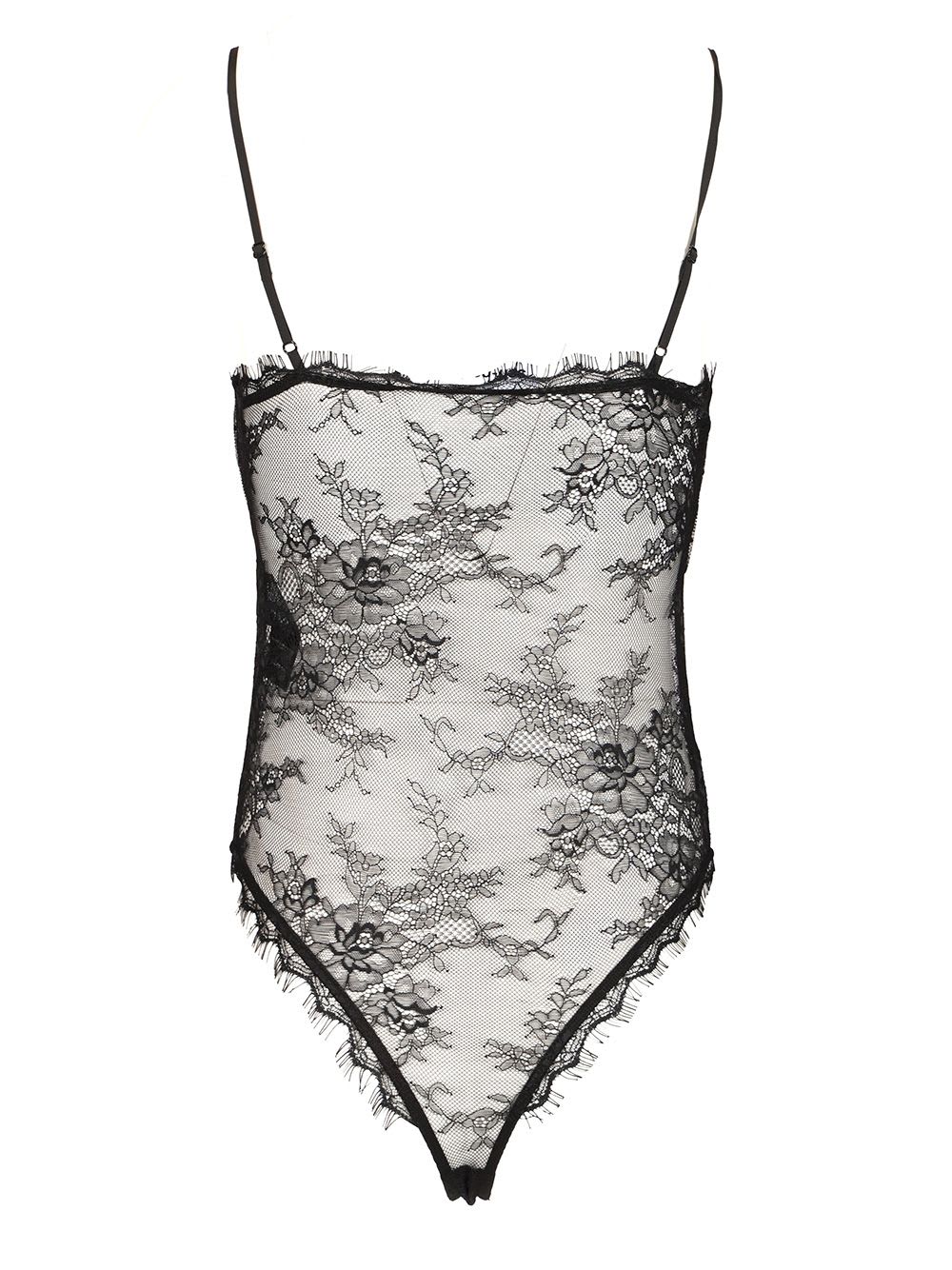 Self-portrait Bodysuit Made Of Polyester Blend. In Black