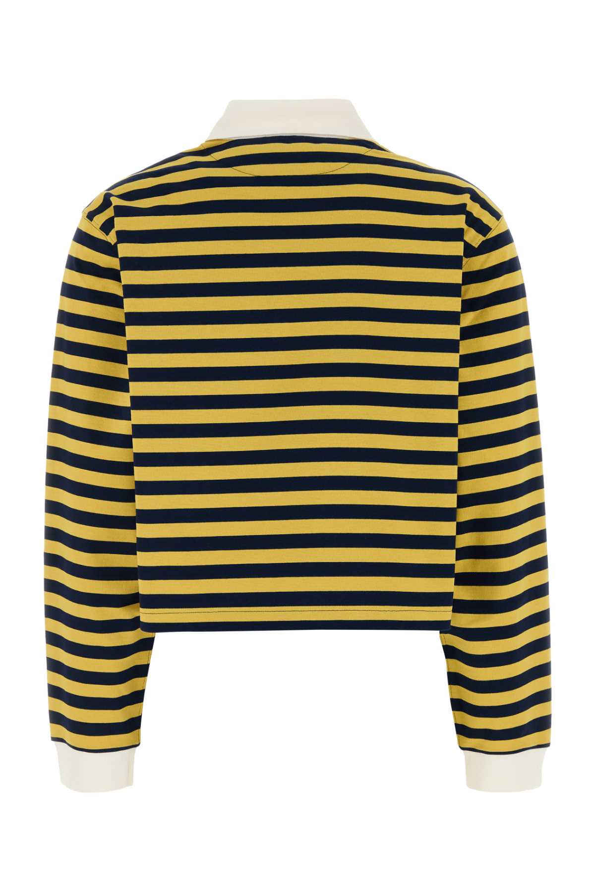 Miu Miu Striped Polo T-shirt In Yellow