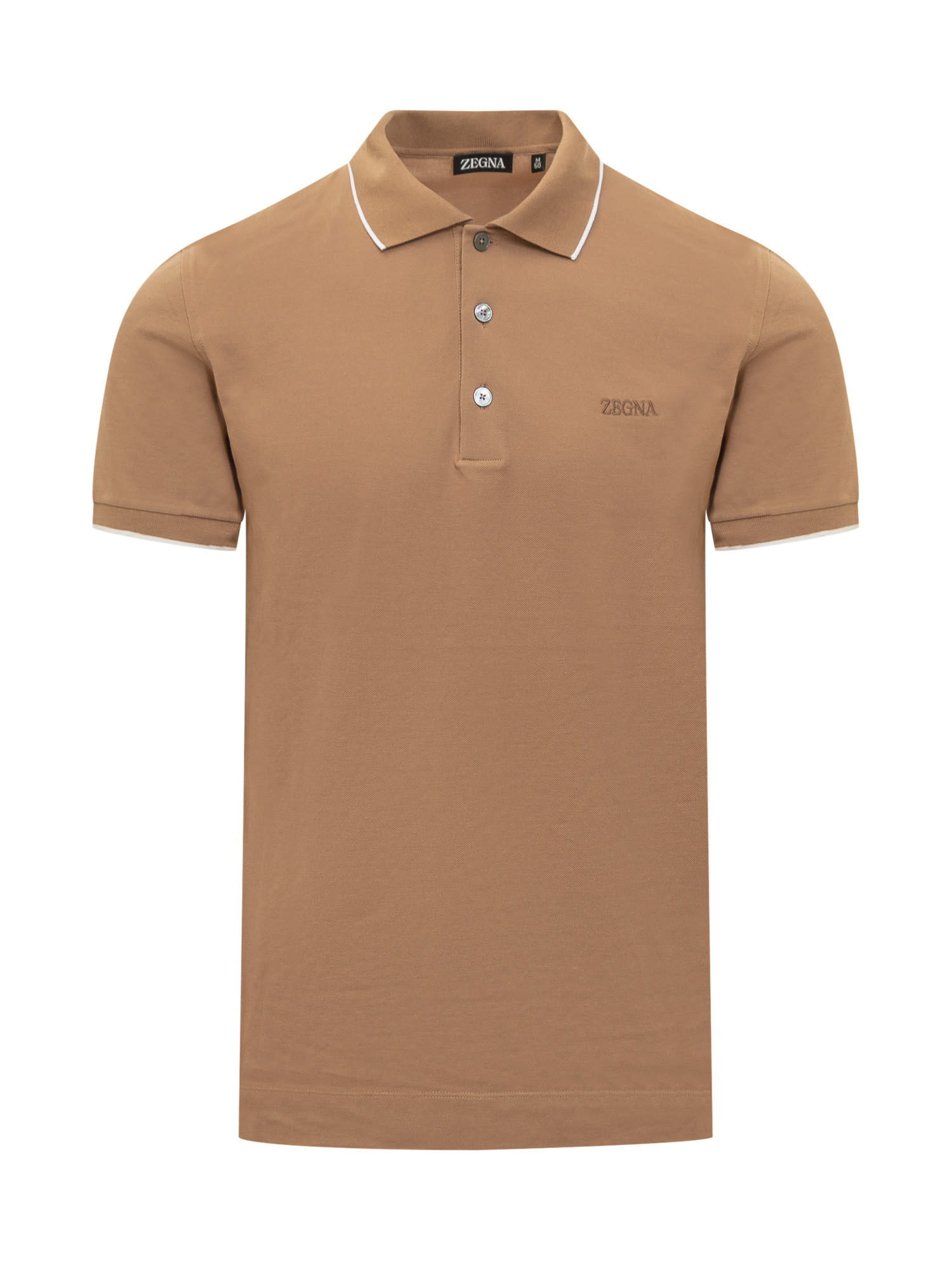 Shop Zegna Polo With Logo In Noce
