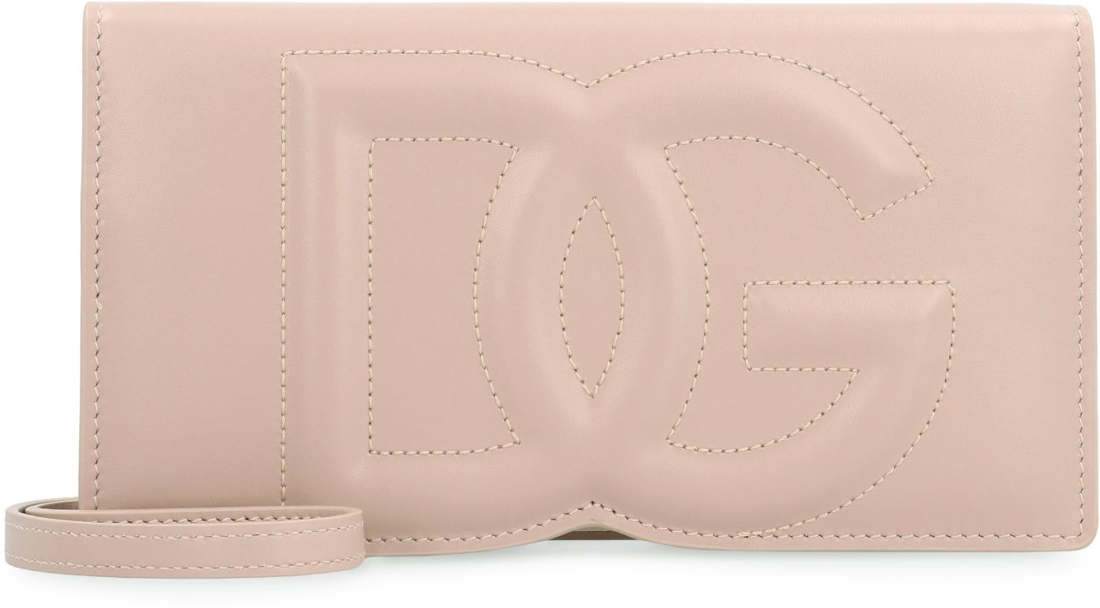 Shop Dolce & Gabbana Dg Logo Leather Clutch In Pale Pink