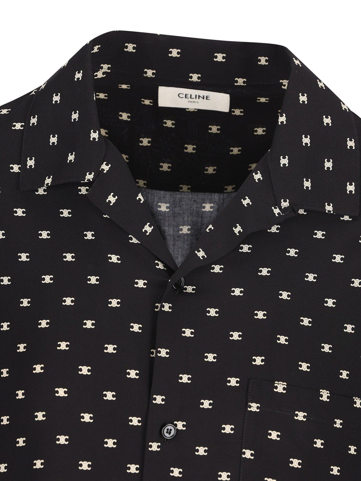 Shop Celine All-over Logo Patterned Short-sleeved Shirt