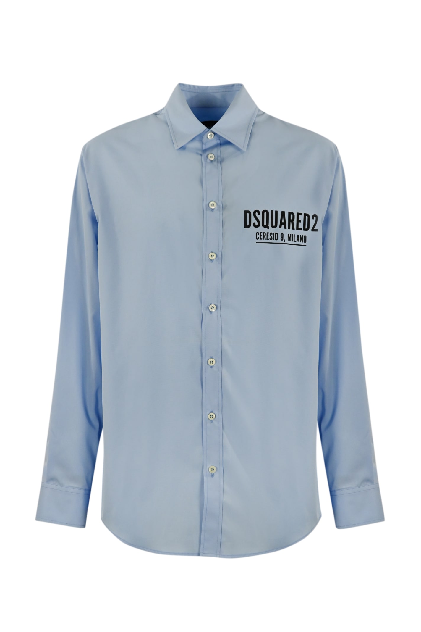 Dsquared2 Shirt With Logo Print In Azzurro