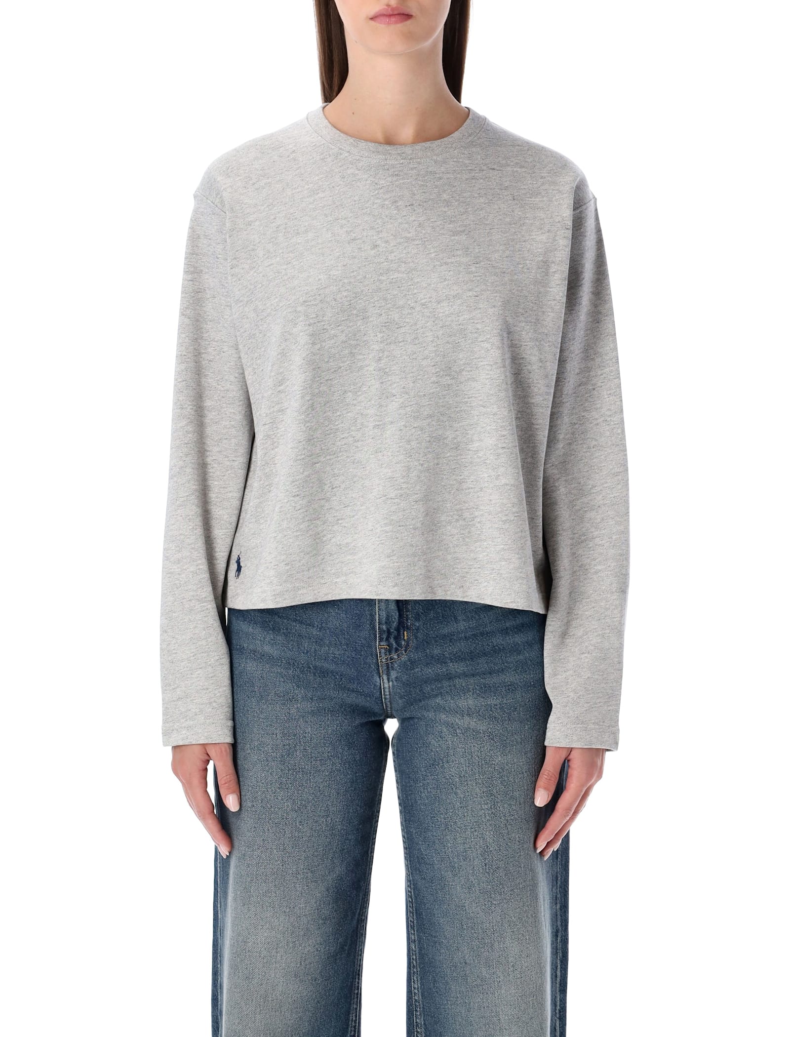 Polo Ralph Lauren Cotton Long Sleeves T-shirt In Gray