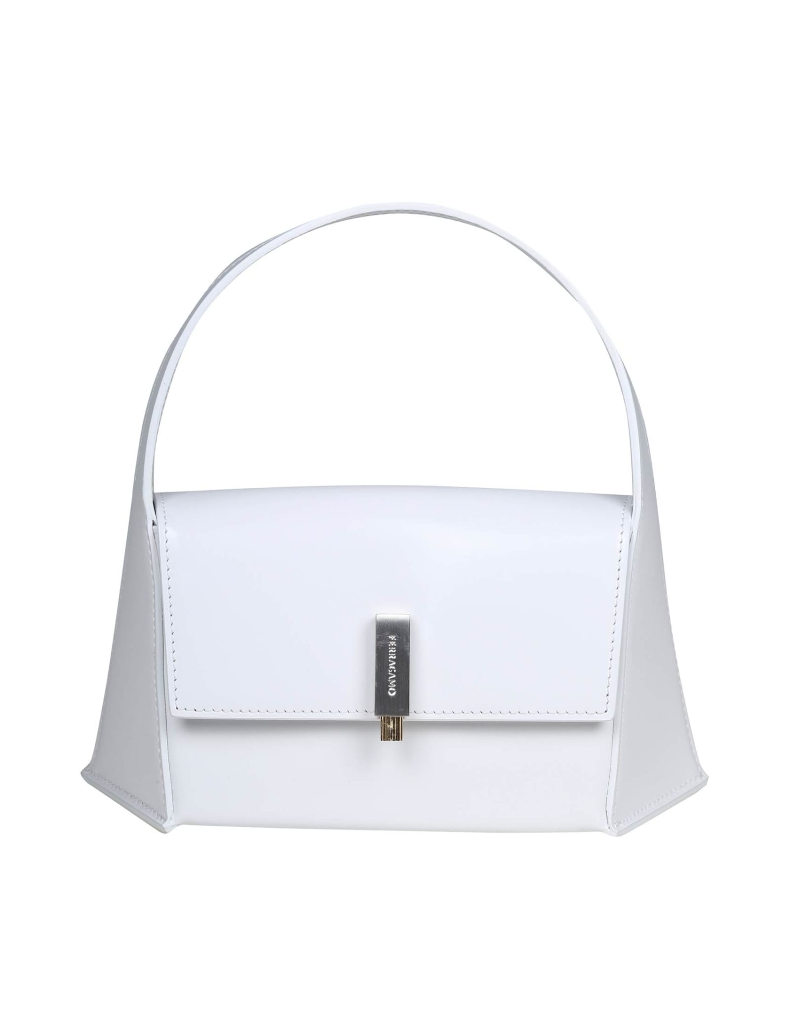 Shop Ferragamo Geometric Shoulder Bag Color White In Optic White