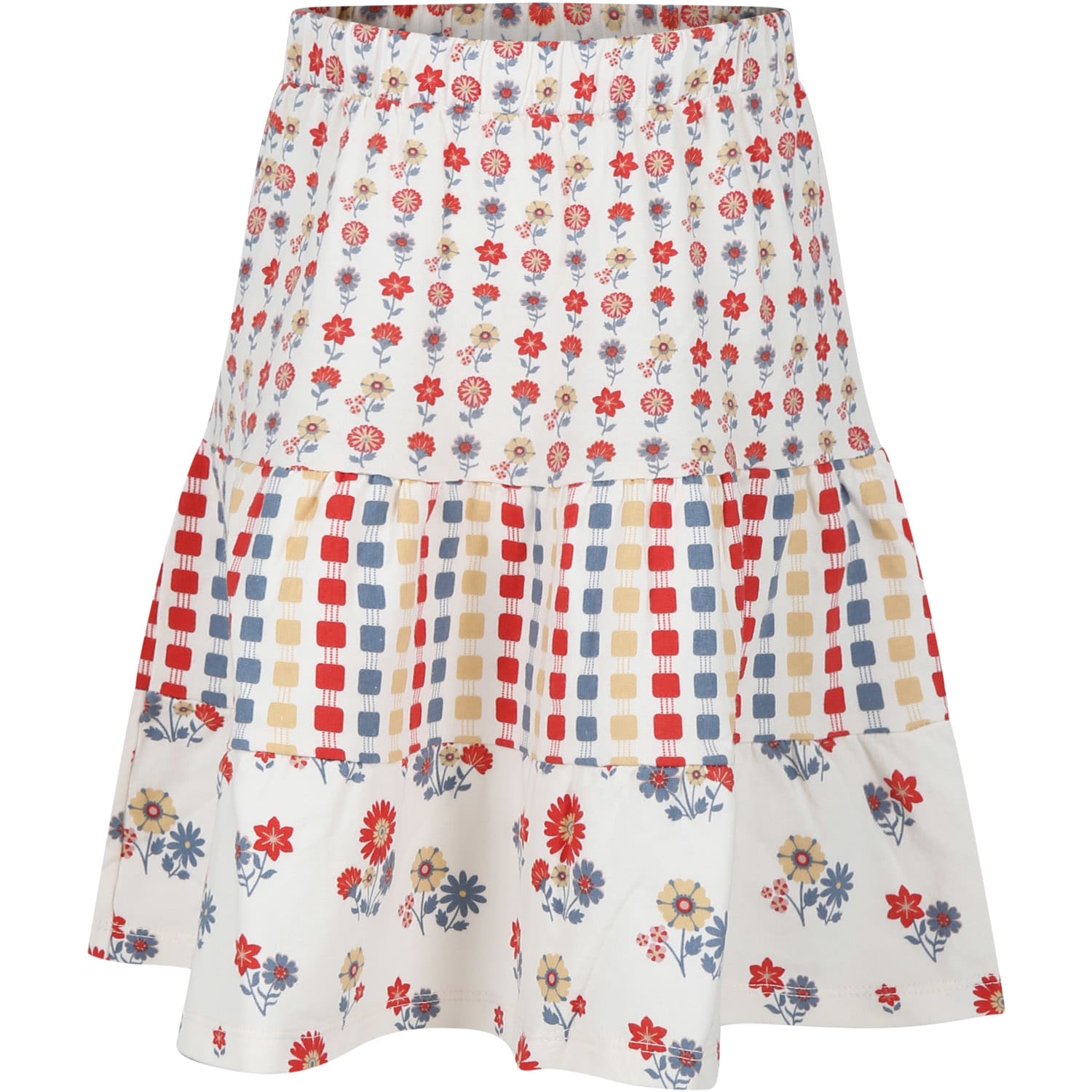 Shop Coco Au Lait Ivory Skirt For Girl With Flowers Print And Geometric Pattern
