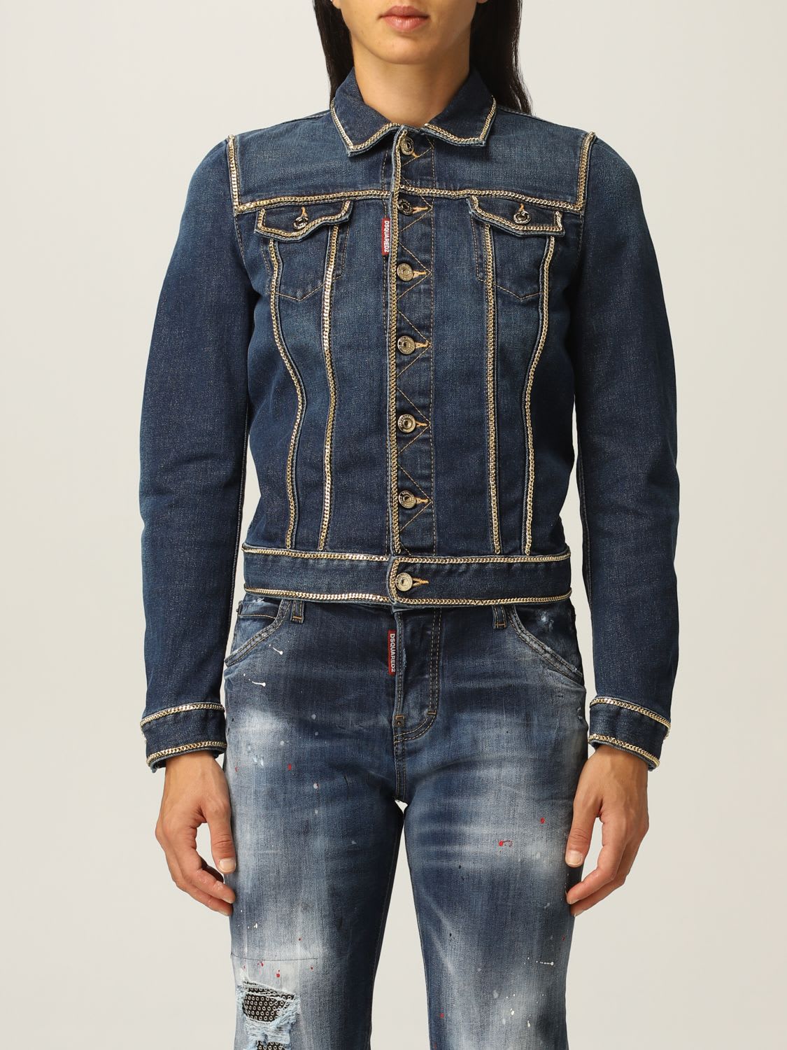 Dsquared2 Jacket Dsquared2 Denim Jacket With Micro Chains