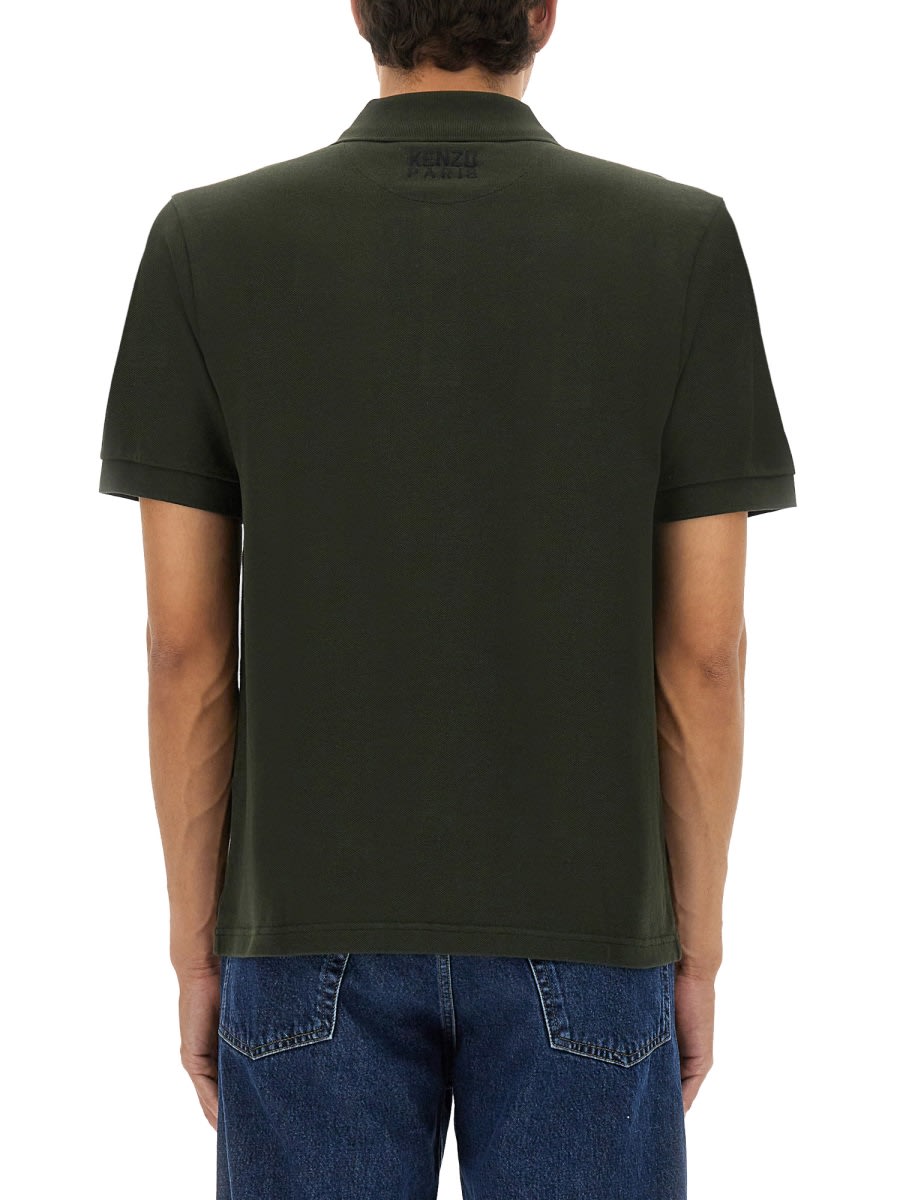 Kenzo Polo Shirt With Happy Tiger Embroidery In Green