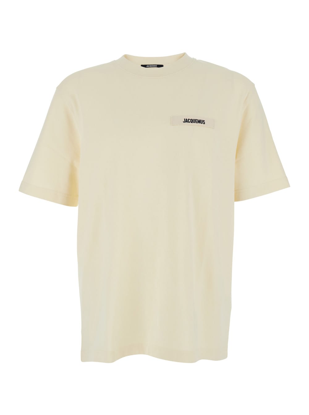 le T-shirt Gros Grain Beige T-shirt With Logo Patch On The Front In Cotton Man