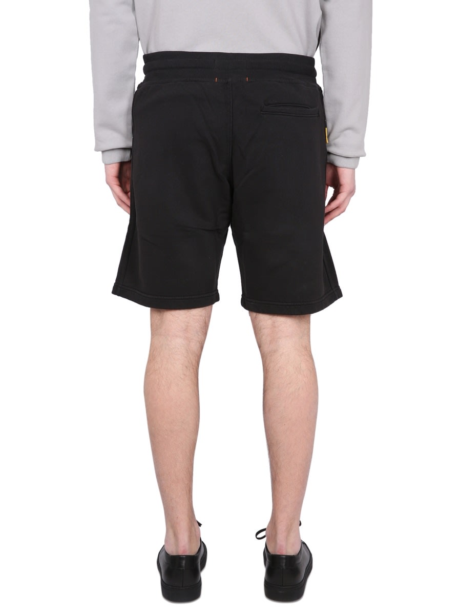 Parajumpers Cairo Black Shorts With Elastic Drawstring Waist And Logo Patch On The Front In Cotton Blend Man In Black