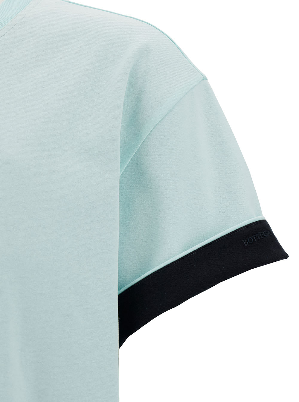 Shop Bottega Veneta Light Blue Double Layer T-shirt In Cotton Man