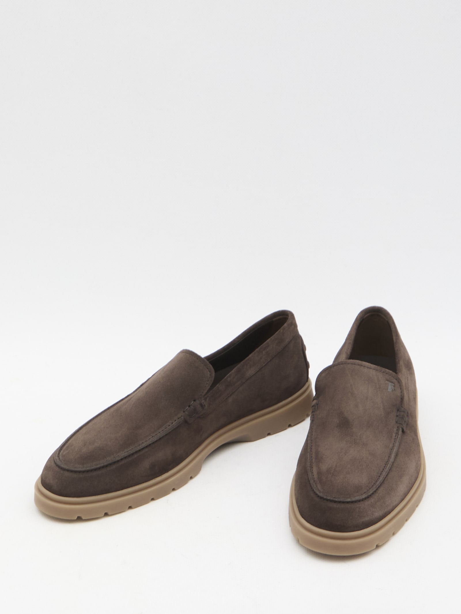 Shop Tod's Suede Loafers In Brown