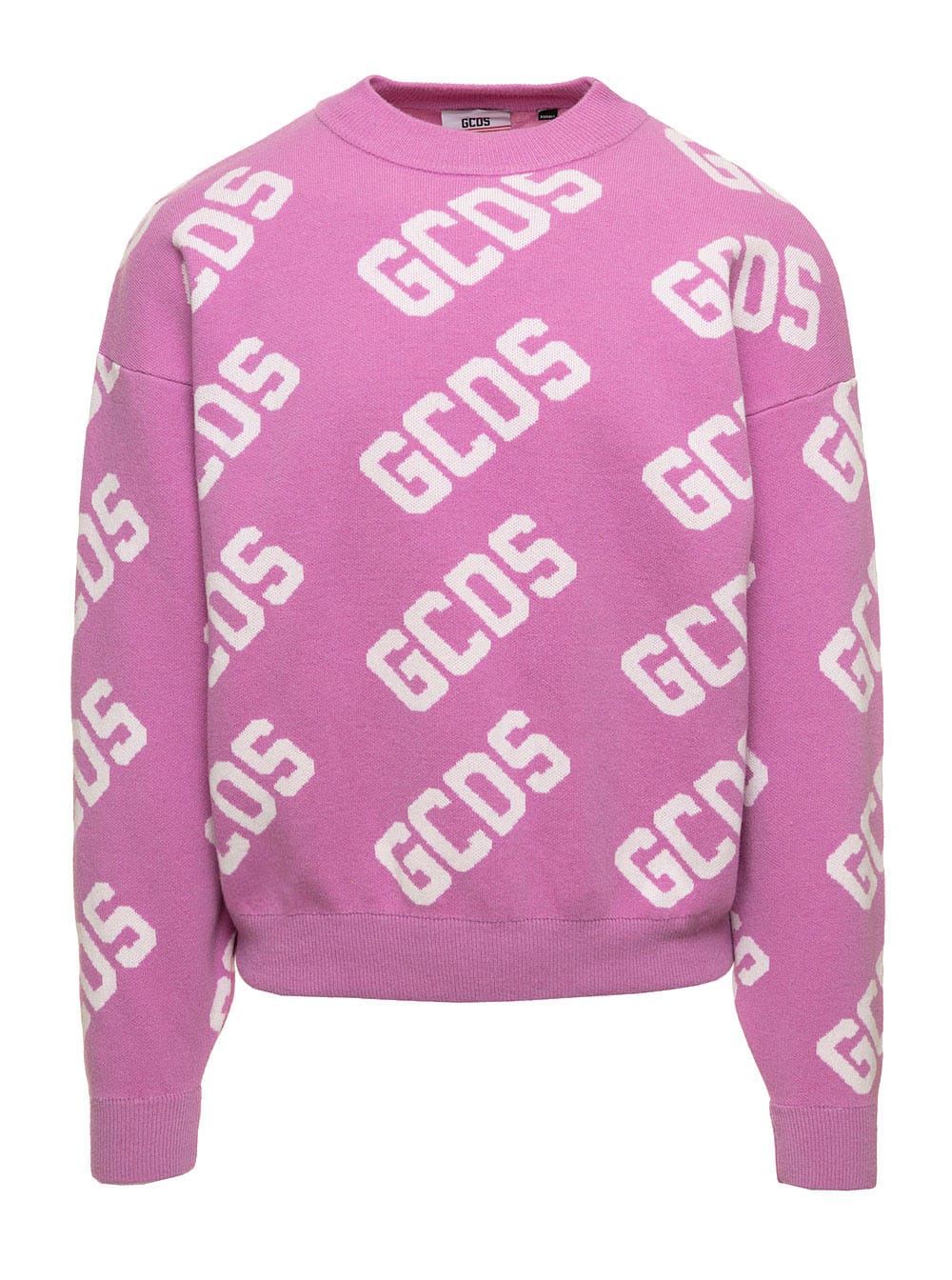 Pink All-over Monogram Logo Sweater Man Gcds