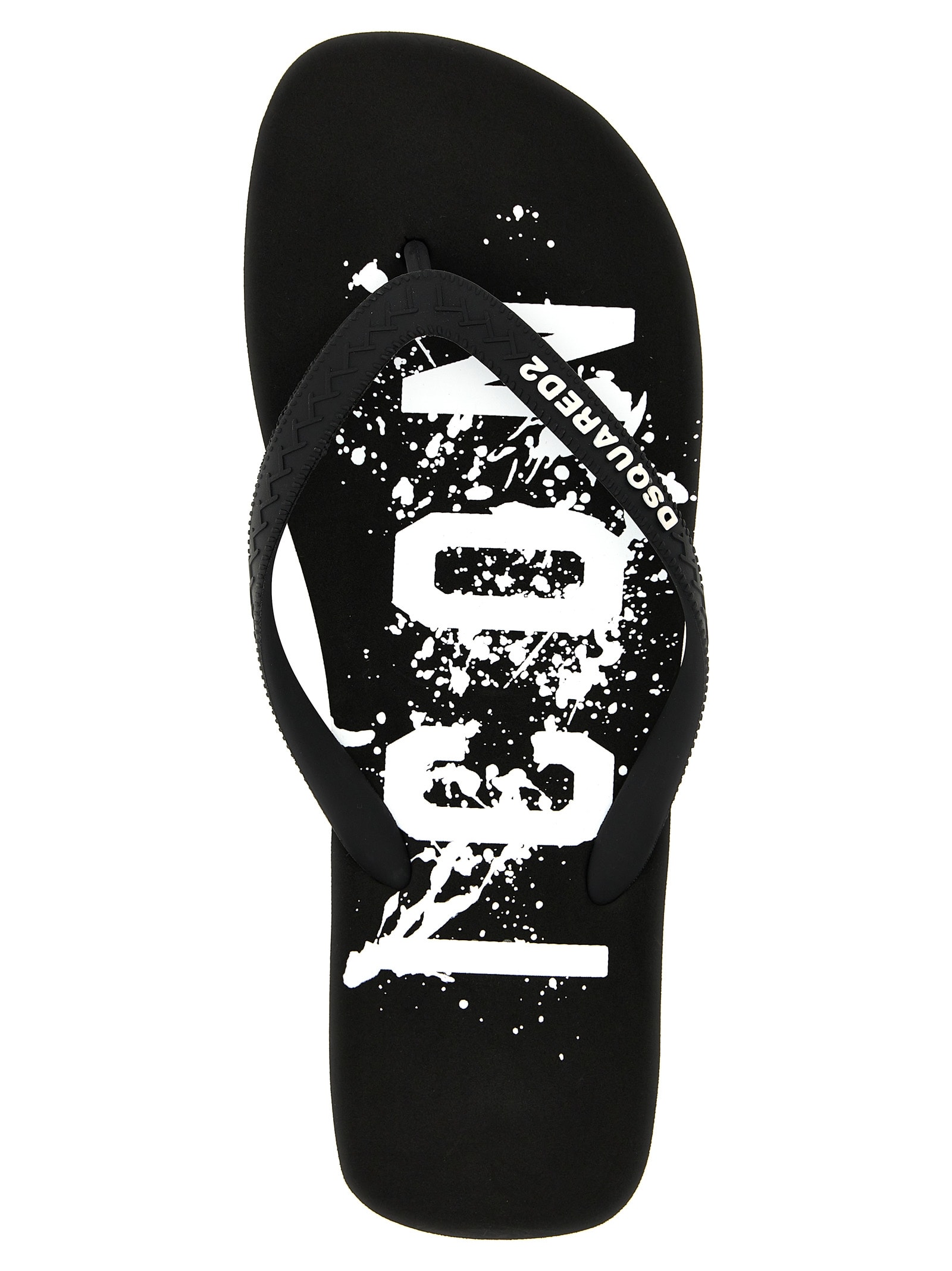 Shop Dsquared2 Logo Thong Sandals In Black