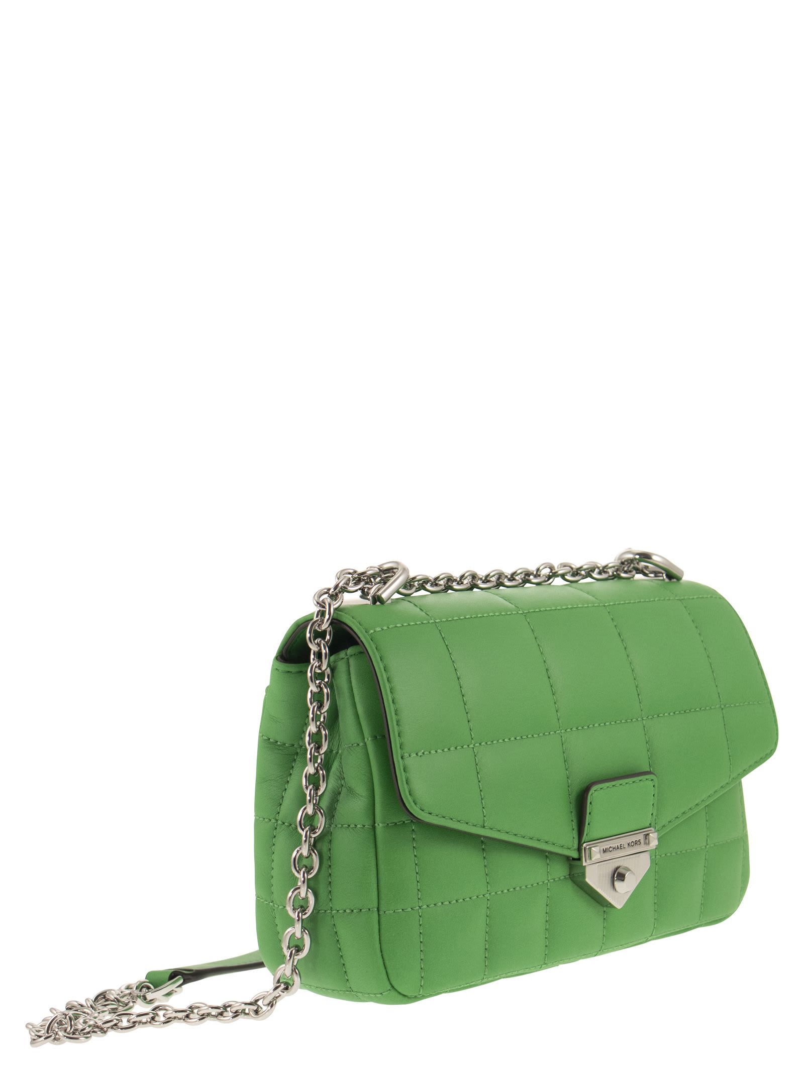 Shop Michael Kors Soho Small Quilted Leather Shoulder Bag In Green