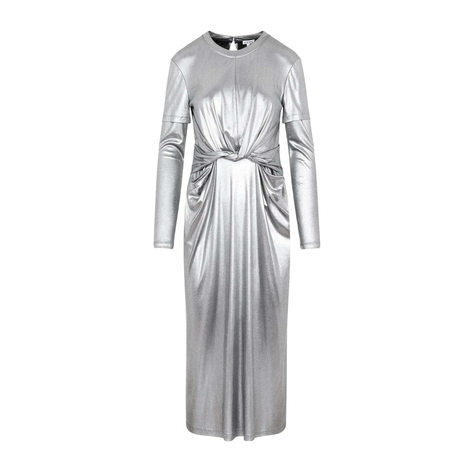 Shop Loewe Draped Dress In Black Silver