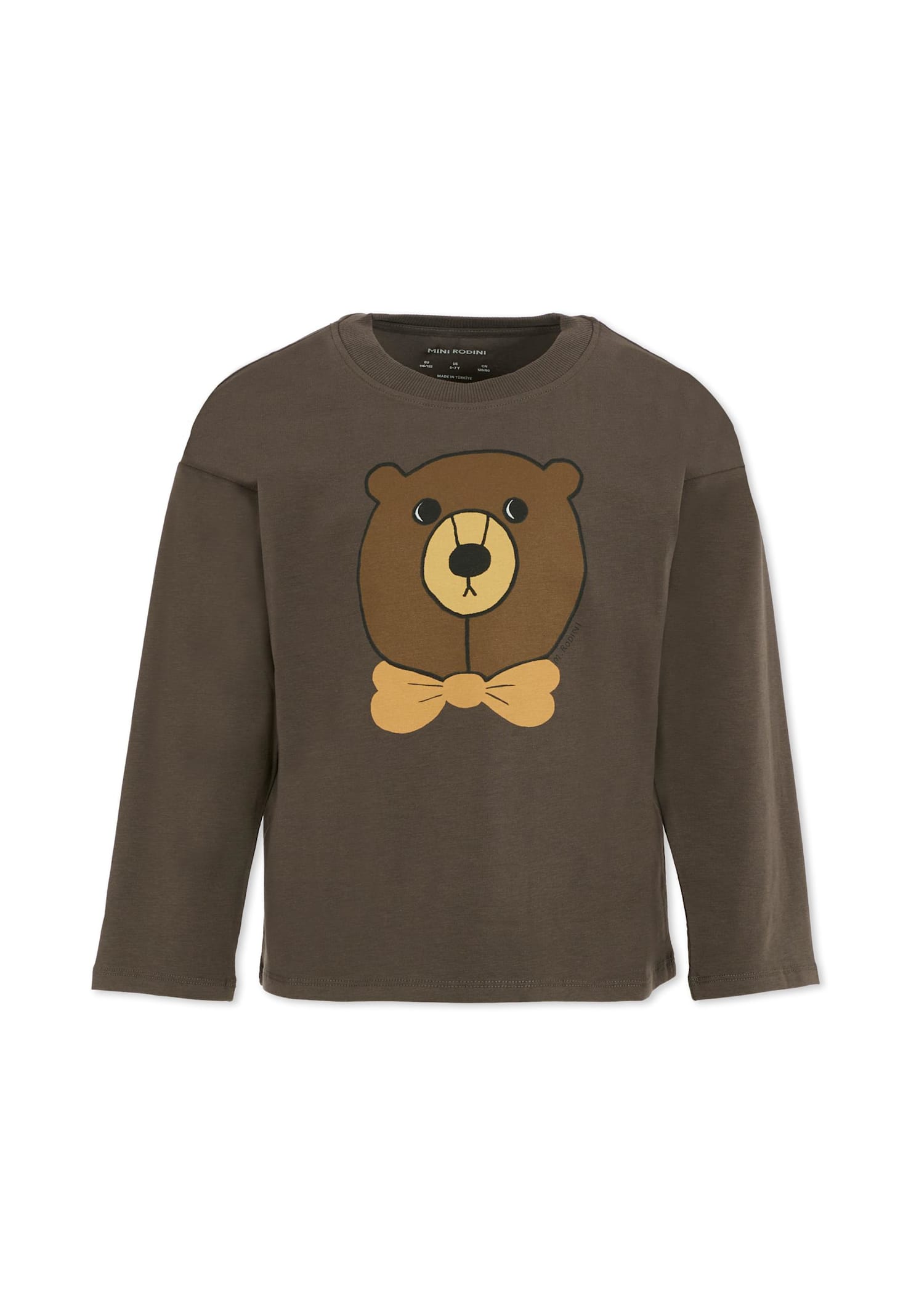 Mini Rodini Brown T-shirt For Kids With Bear In Brown