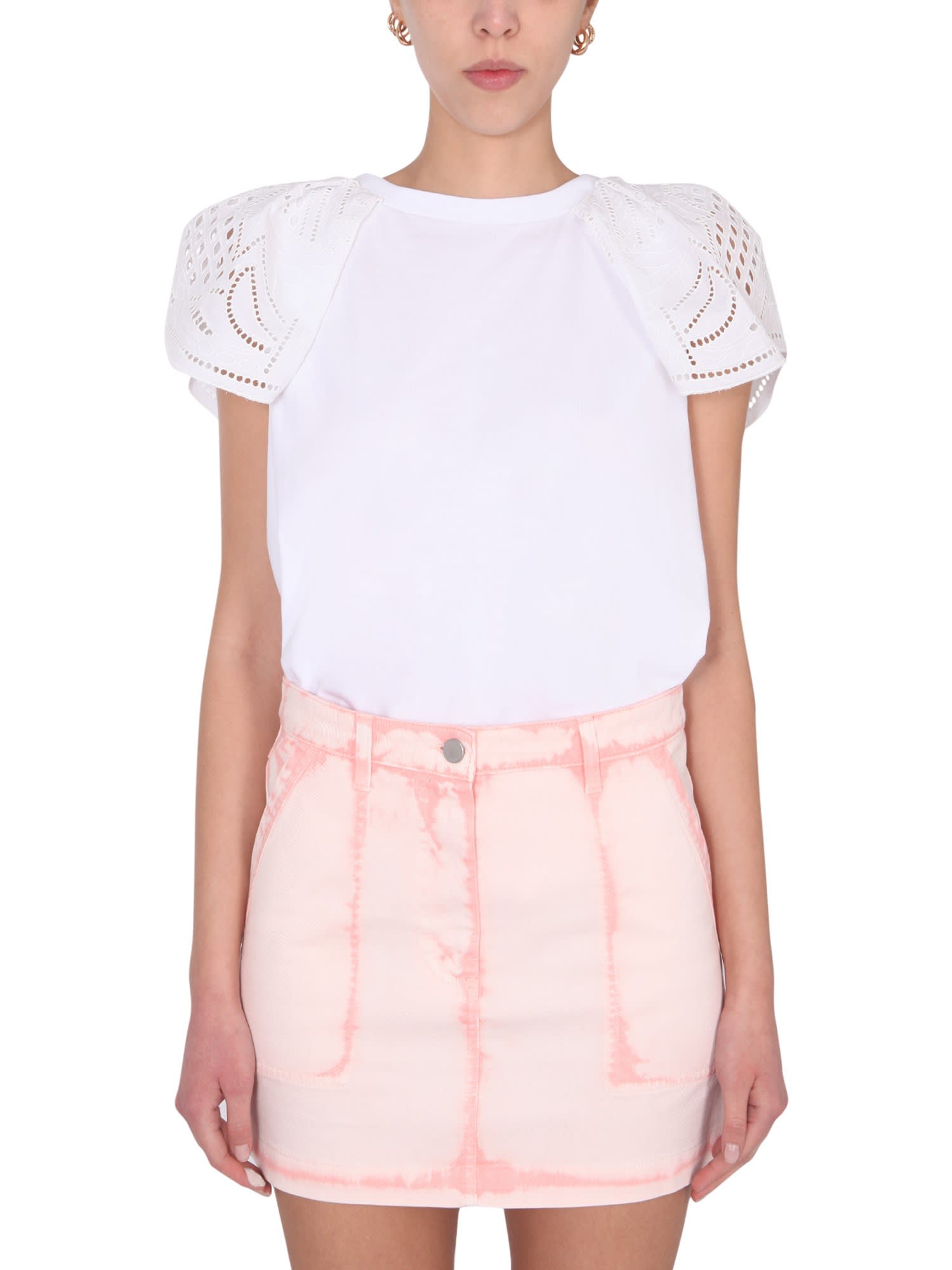 Alberta Ferretti T-shirt With Perforated Sleeves