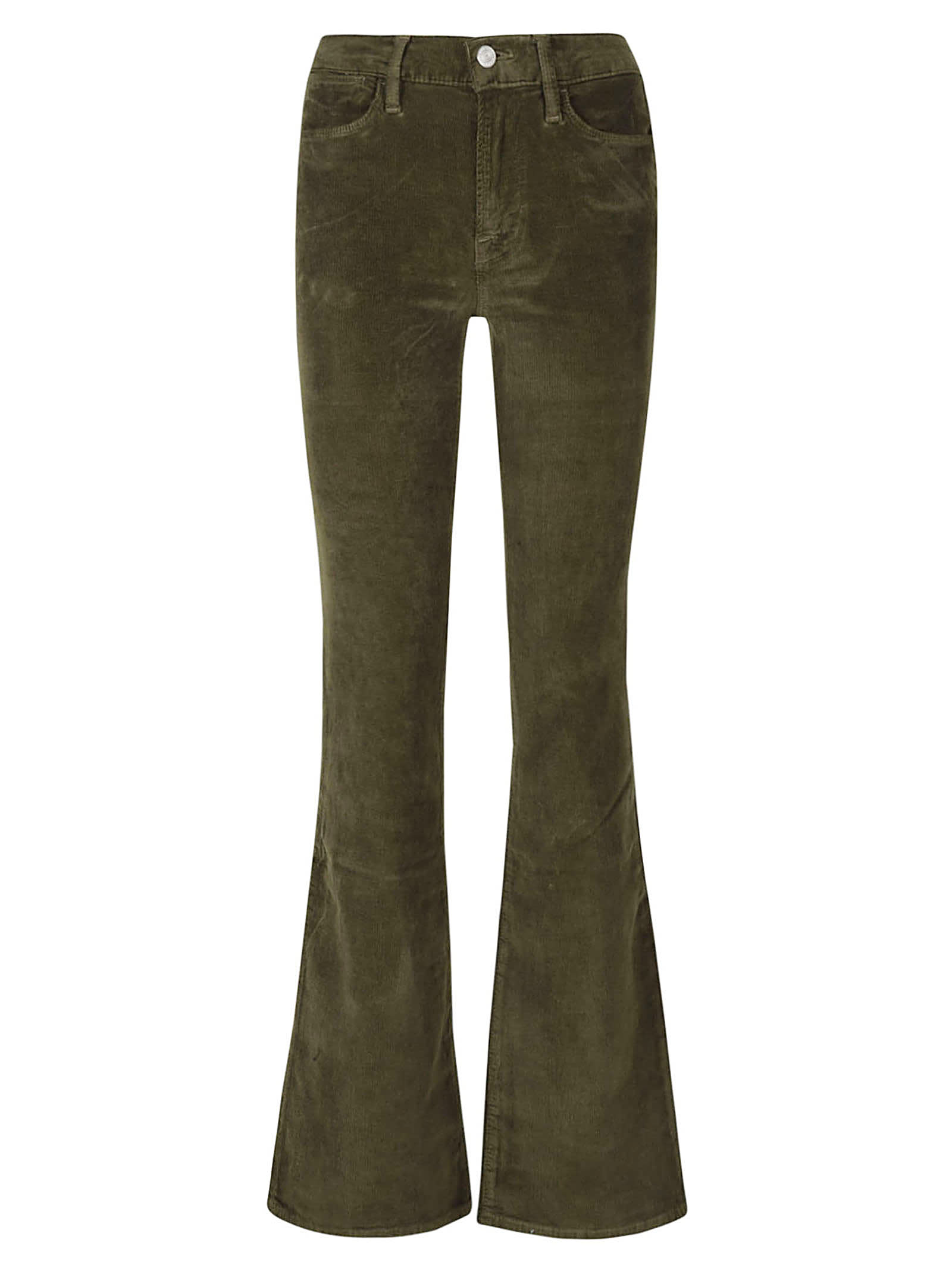 Frame Le High Flare Cord Jeans In Green