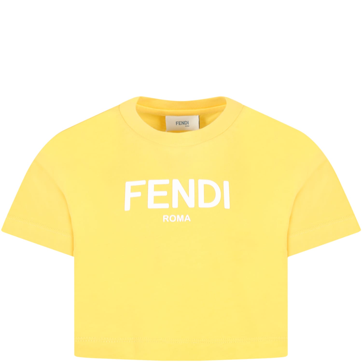 Fendi Yellow T-shirt For Girl With White Logo