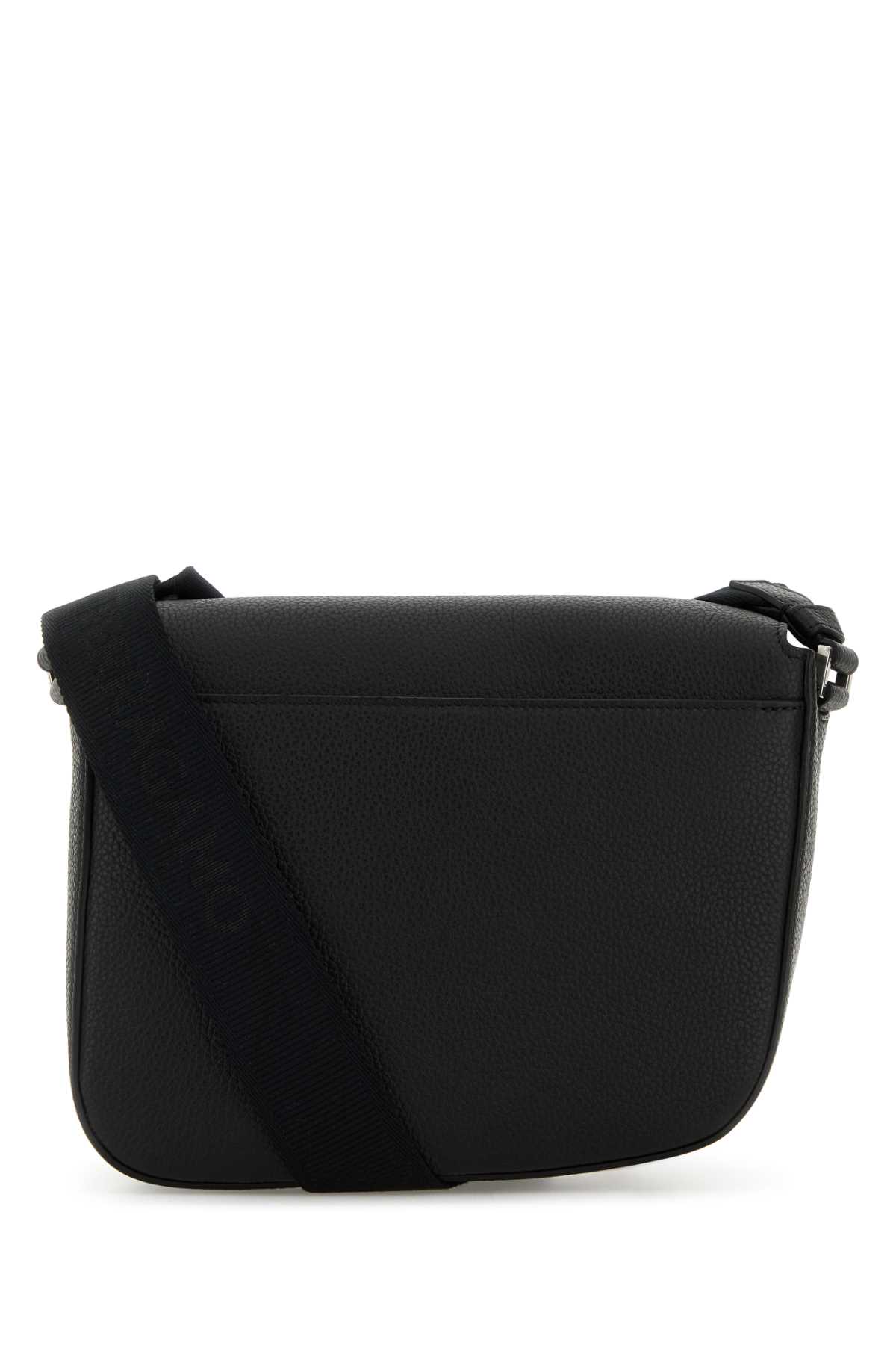 Shop Ferragamo Black Leather Fiamma Crossbody Bag In Nero