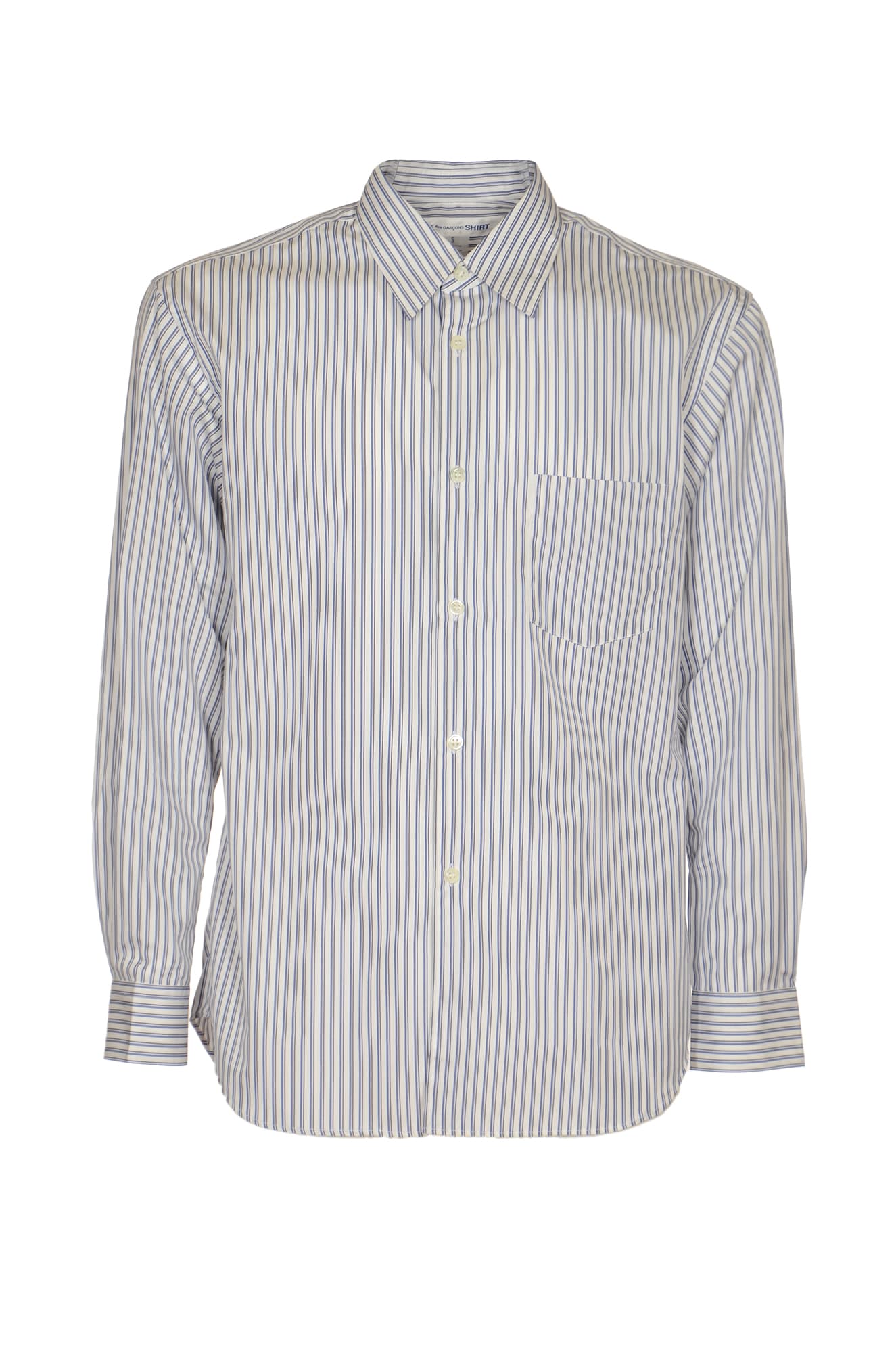 Shop Comme Des Garçons Patched Pocket Striped Shirt