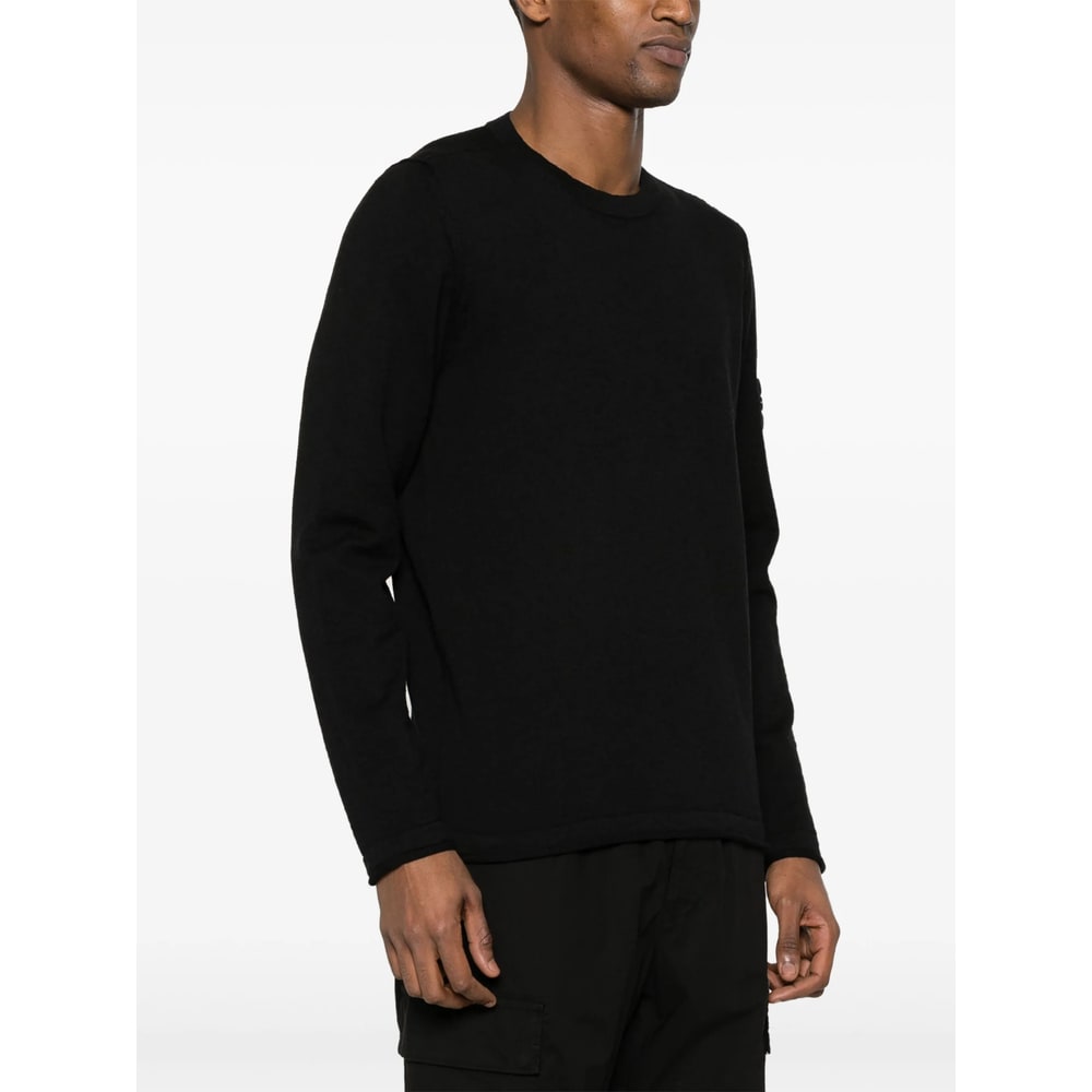 Stone Island Cotton Sweatshirt With Removable Logo Patch In Black