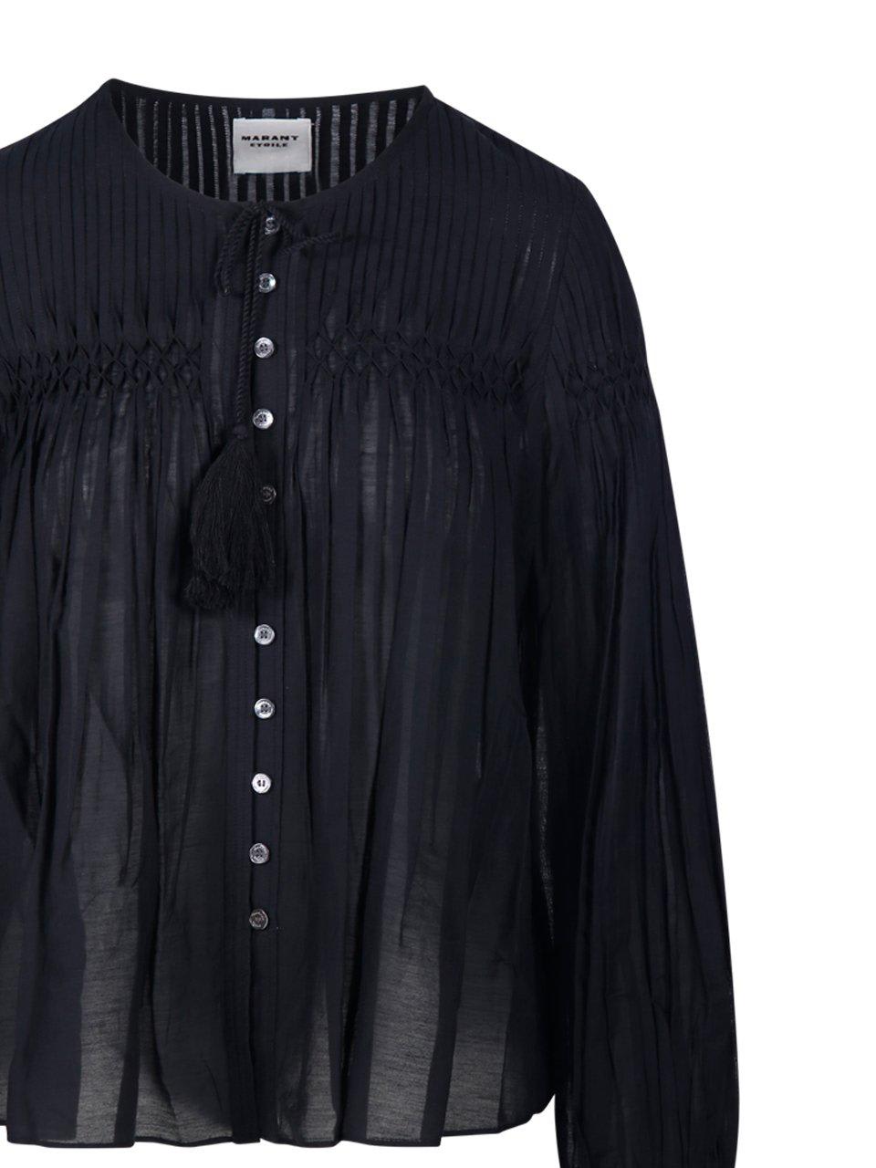 Shop Marant Etoile Pleat Detailed Buttoned Blouse In Black