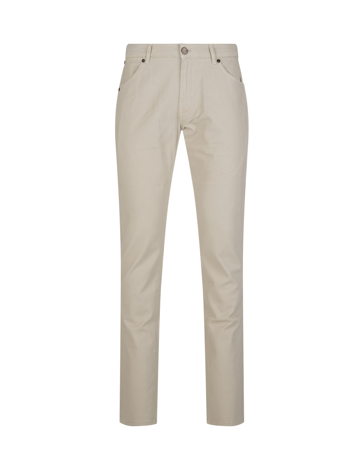 PT01 Man Slim Fit Trousers In Beige Stretch Cotton