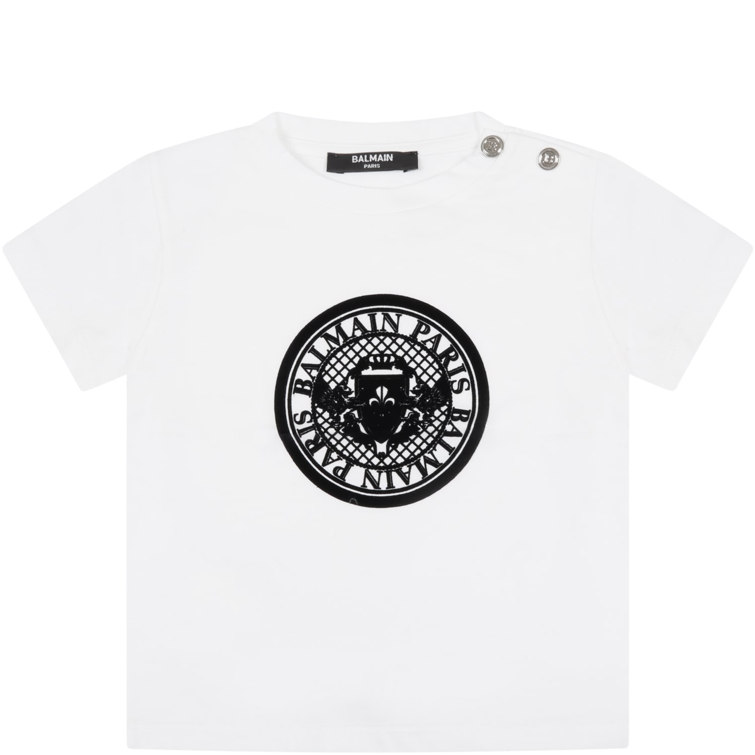 Balmain White T-shirt For Baby Boy With Logos