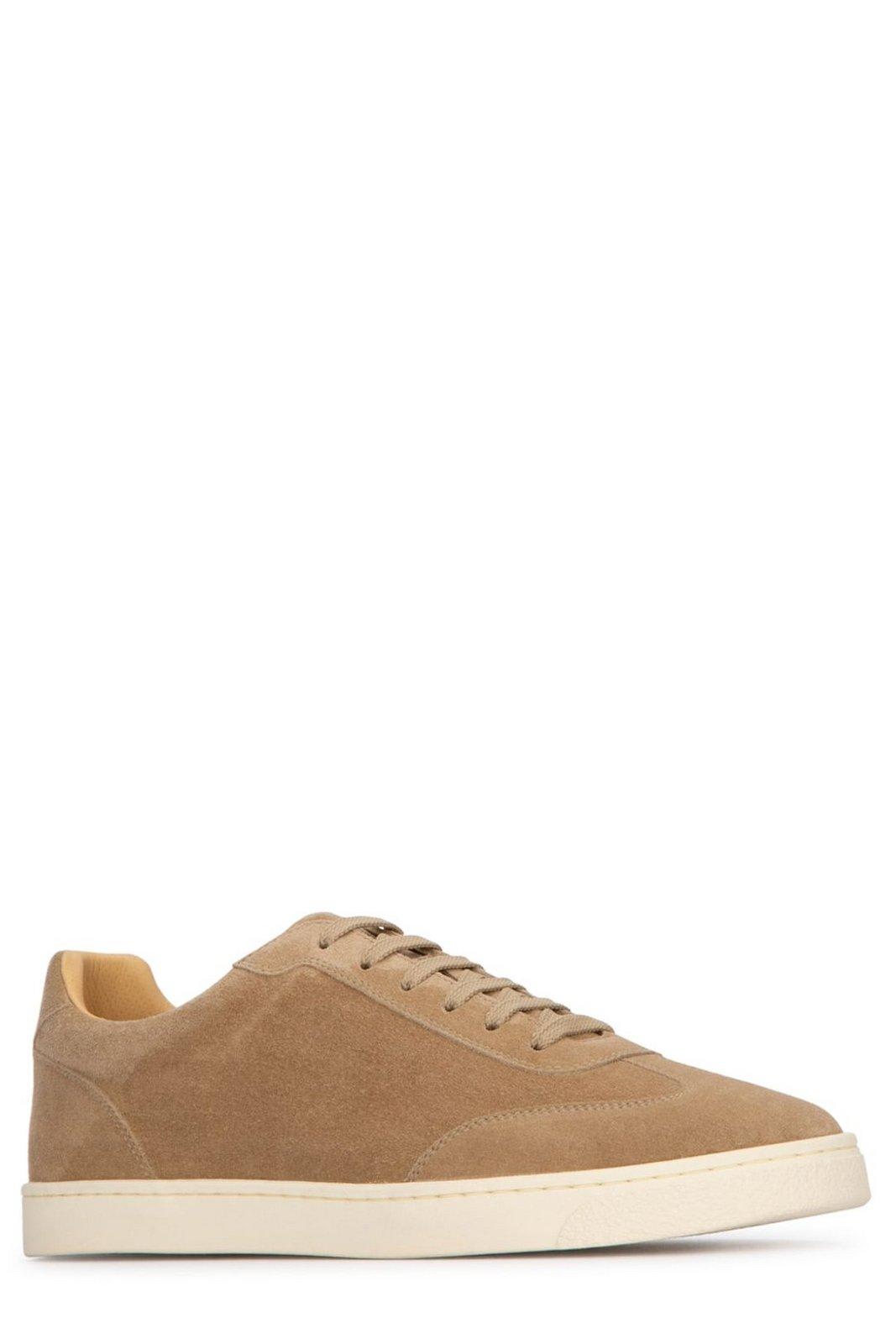 Shop Brunello Cucinelli Almond Toe Round Toe Sneakers In Noisette