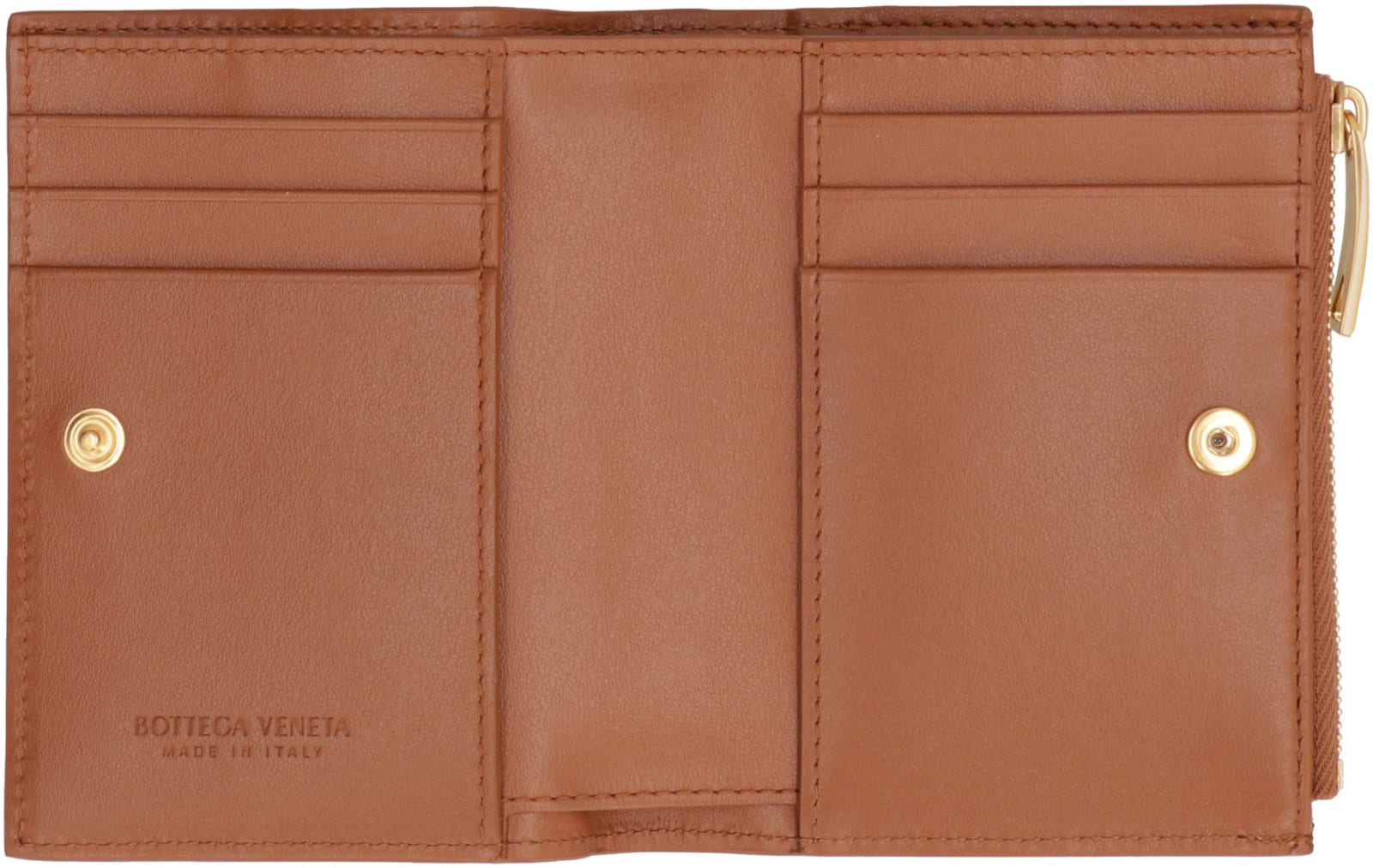 Shop Bottega Veneta Intrecciato Bi-fold Wallet In Wood-gold