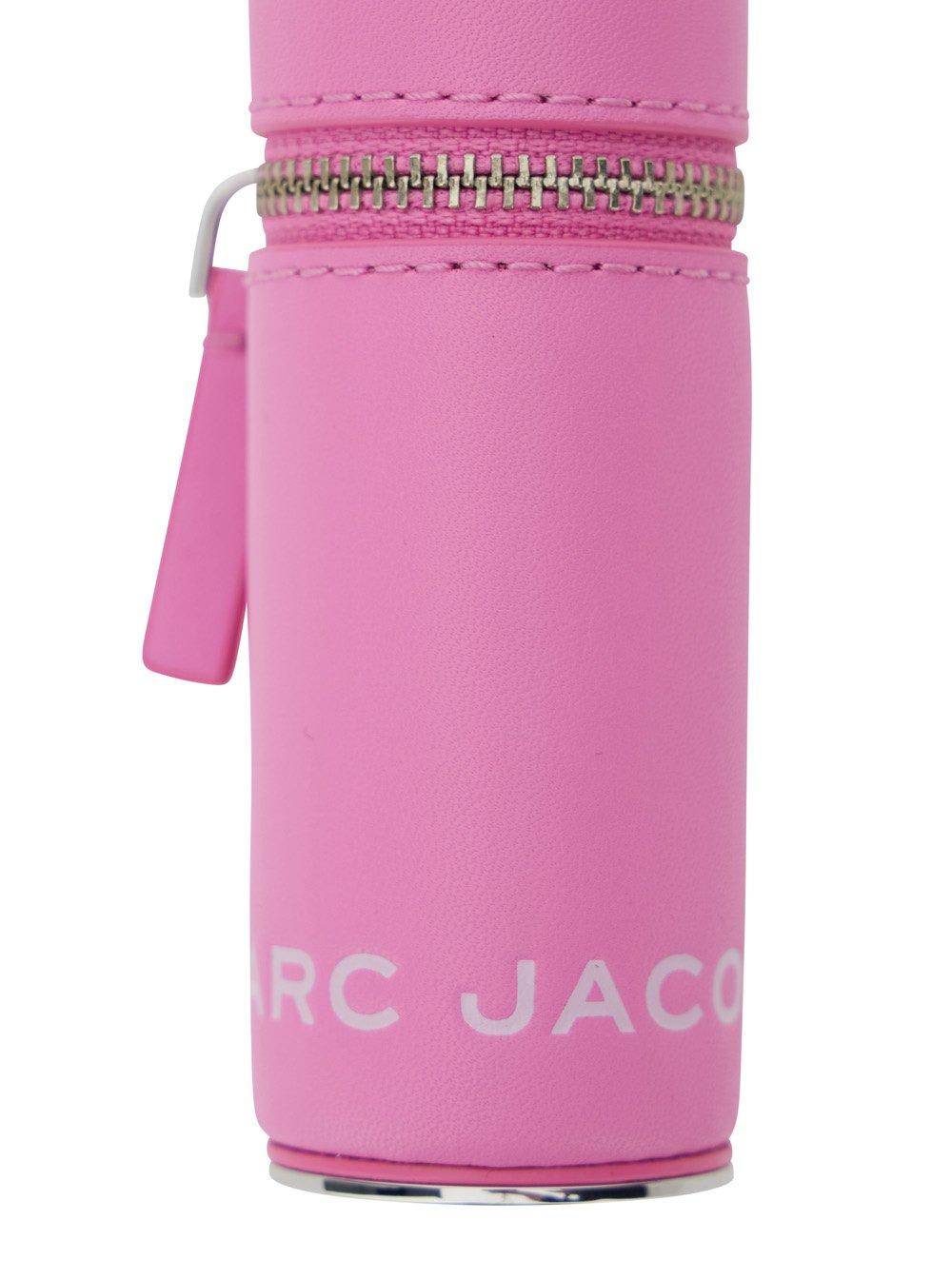 Marc Jacobs The Lipstick Case Charm Pink Keychain With Pendants And Logoed Lipstick Holder In Leather And Brass In Pink