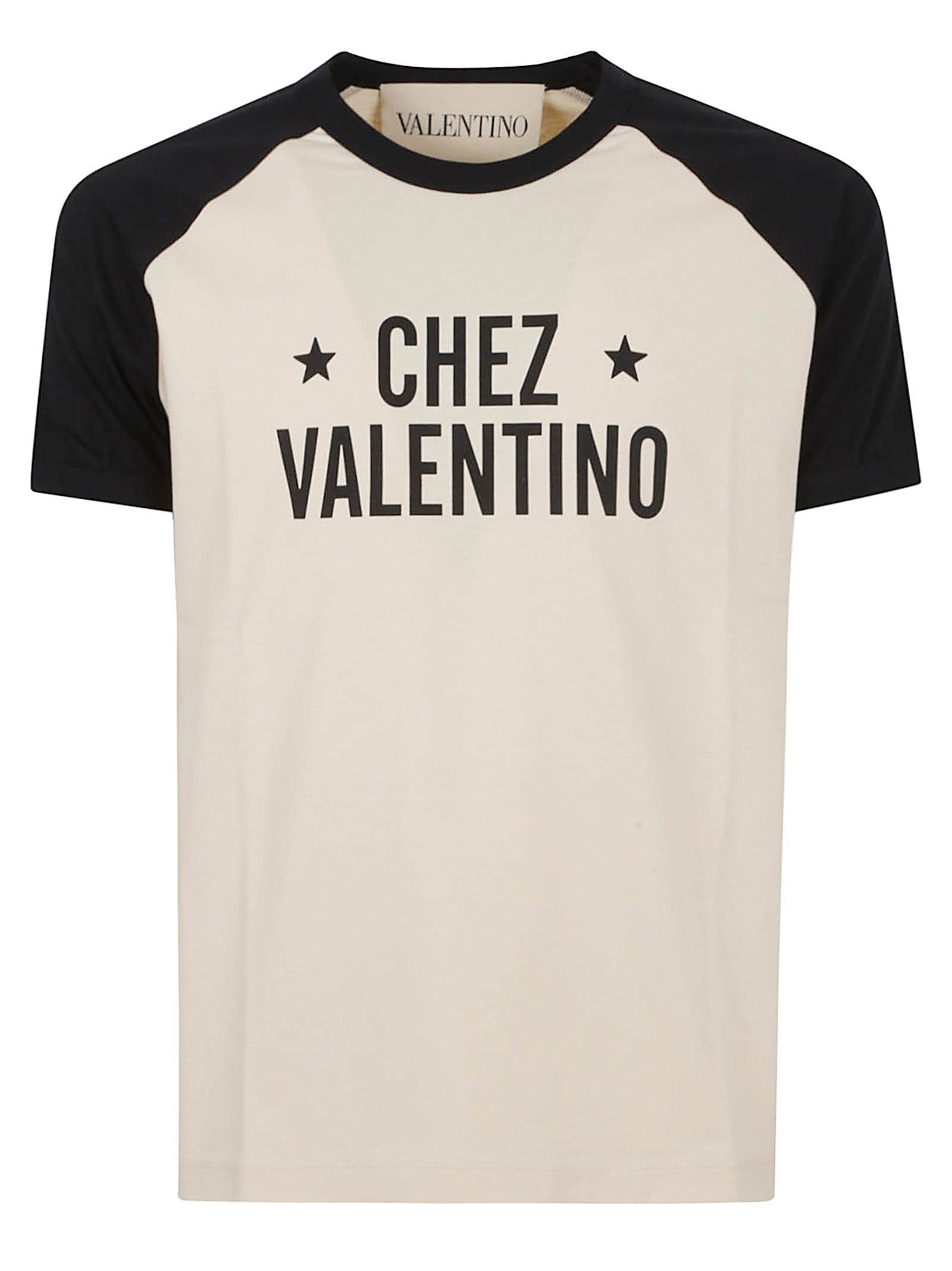 Valentino Sleeve Contrast Graphic Print Crew Neck In White