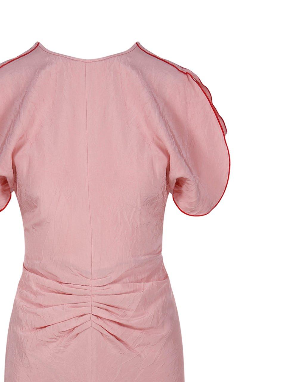 Shop Victoria Beckham Rond-neck Gathered Midi Dress In Fuchsia