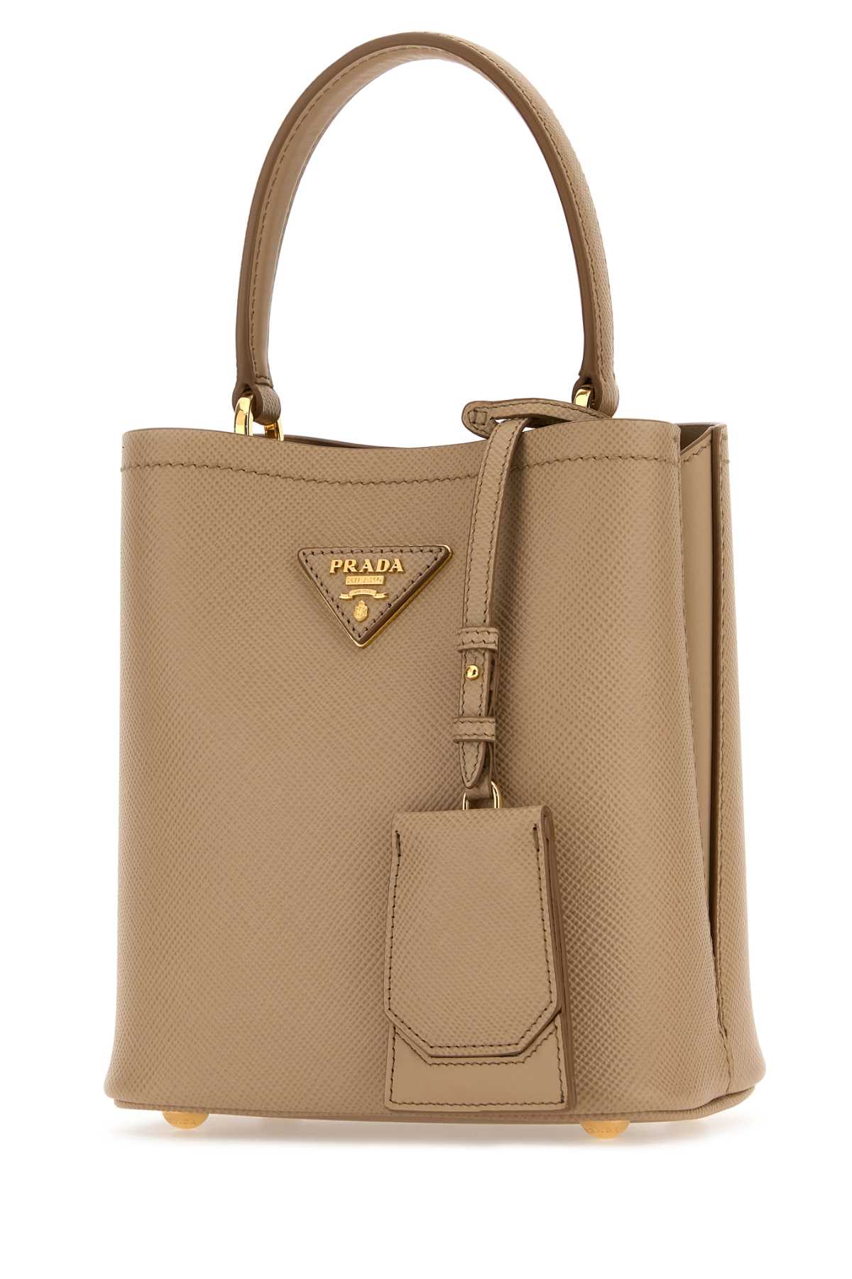 Shop Prada Sand Leather Small Panier Handbag In Sabbia